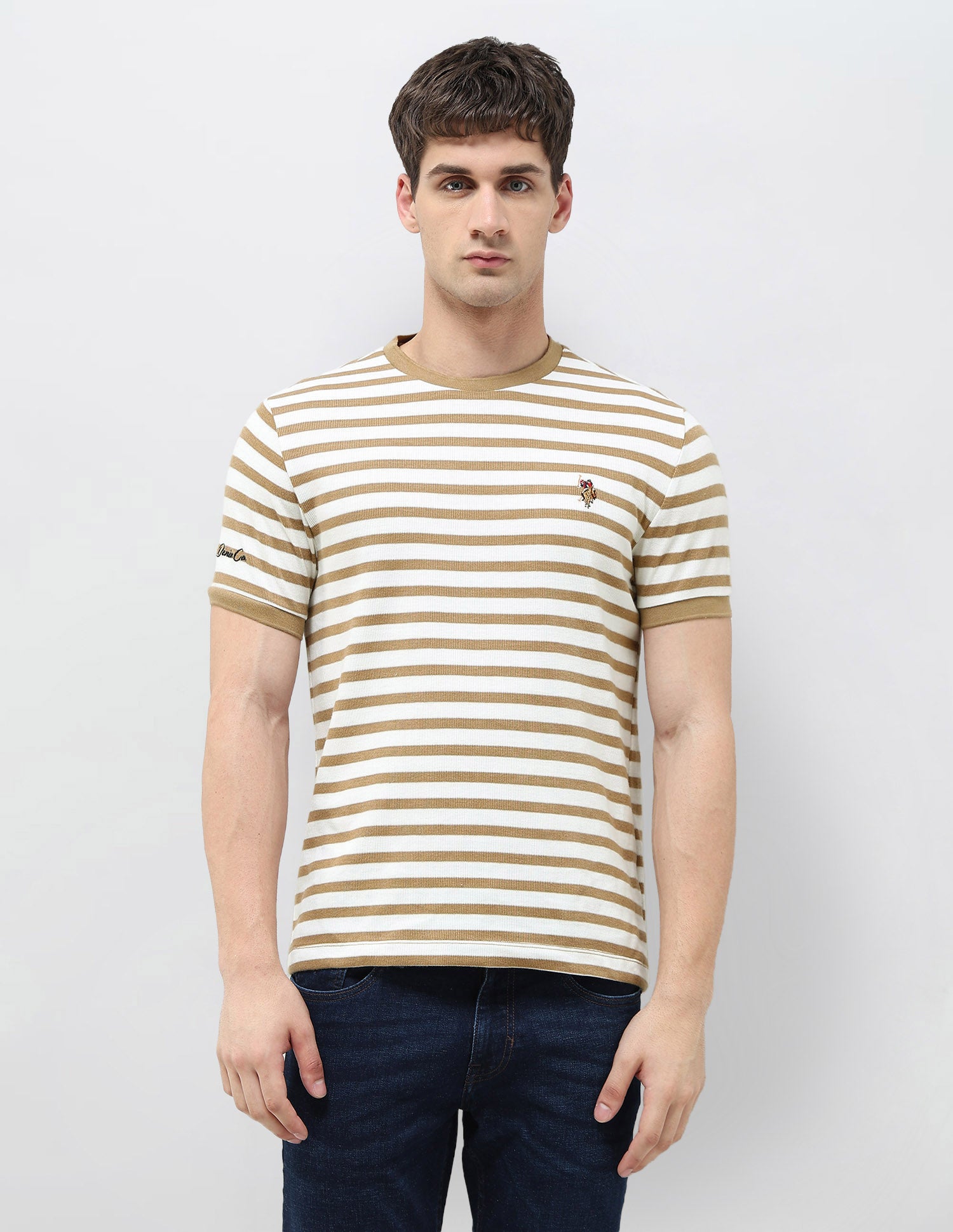 Horizontal Striped Denim Legacy T-Shirt Khaki - U.S. POLO ASSN. | Large