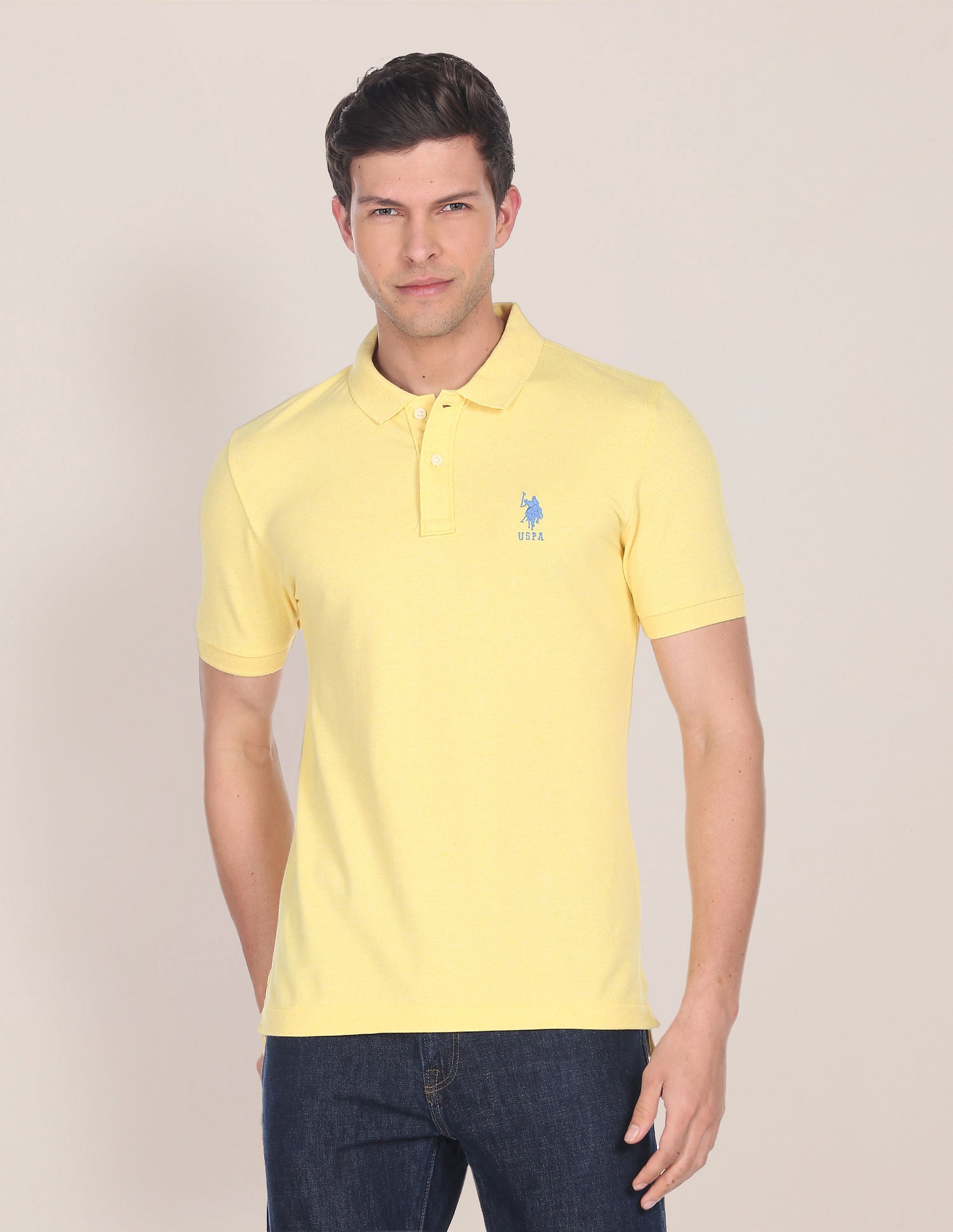 Cotton Bamboo Stretch Polo Shirt Yellow - U.S. Polo Assn. India | Large
