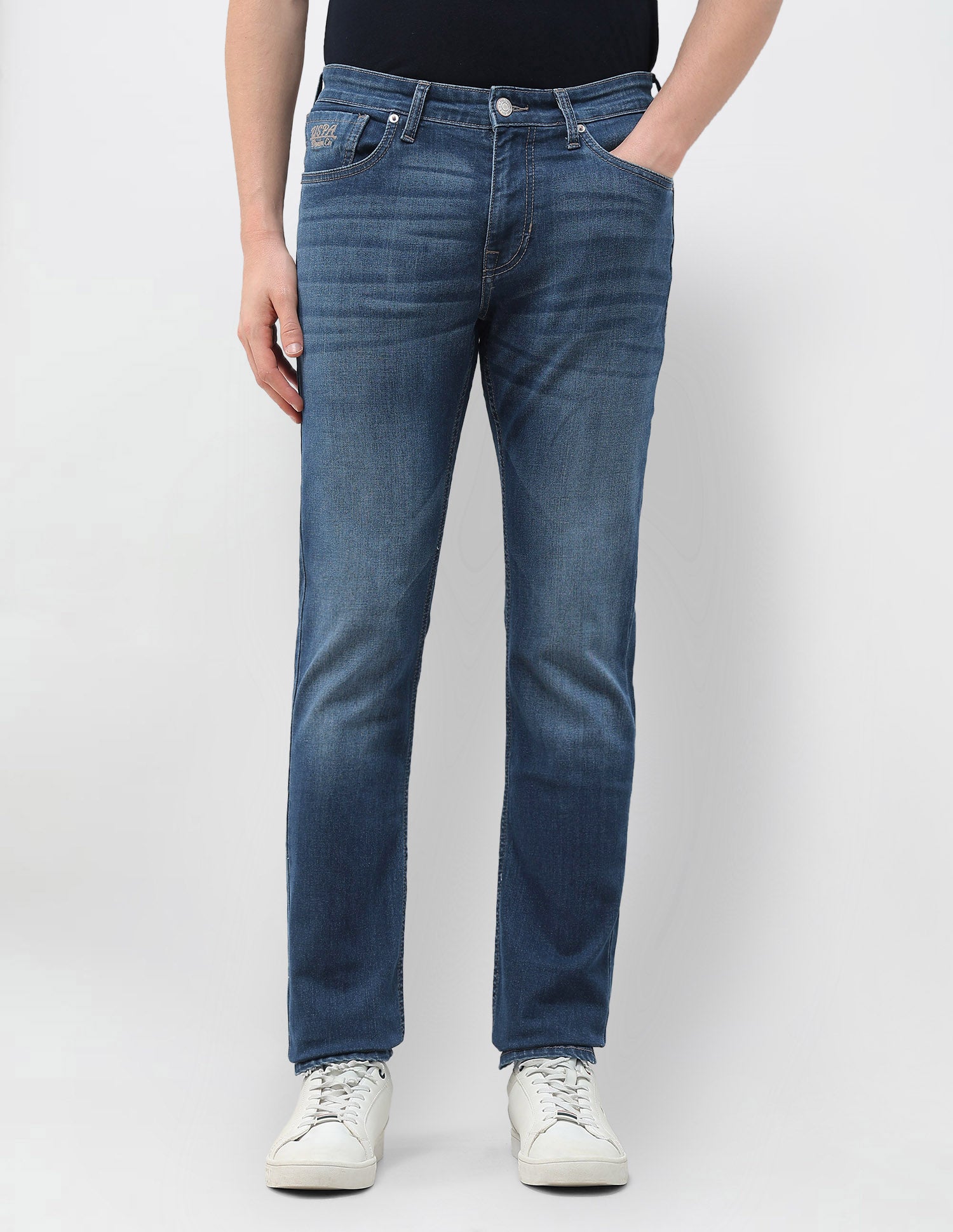Brandon Slim Tapered Fit Stone Wash Jeans Blue - U.S. Polo Assn. India | Large