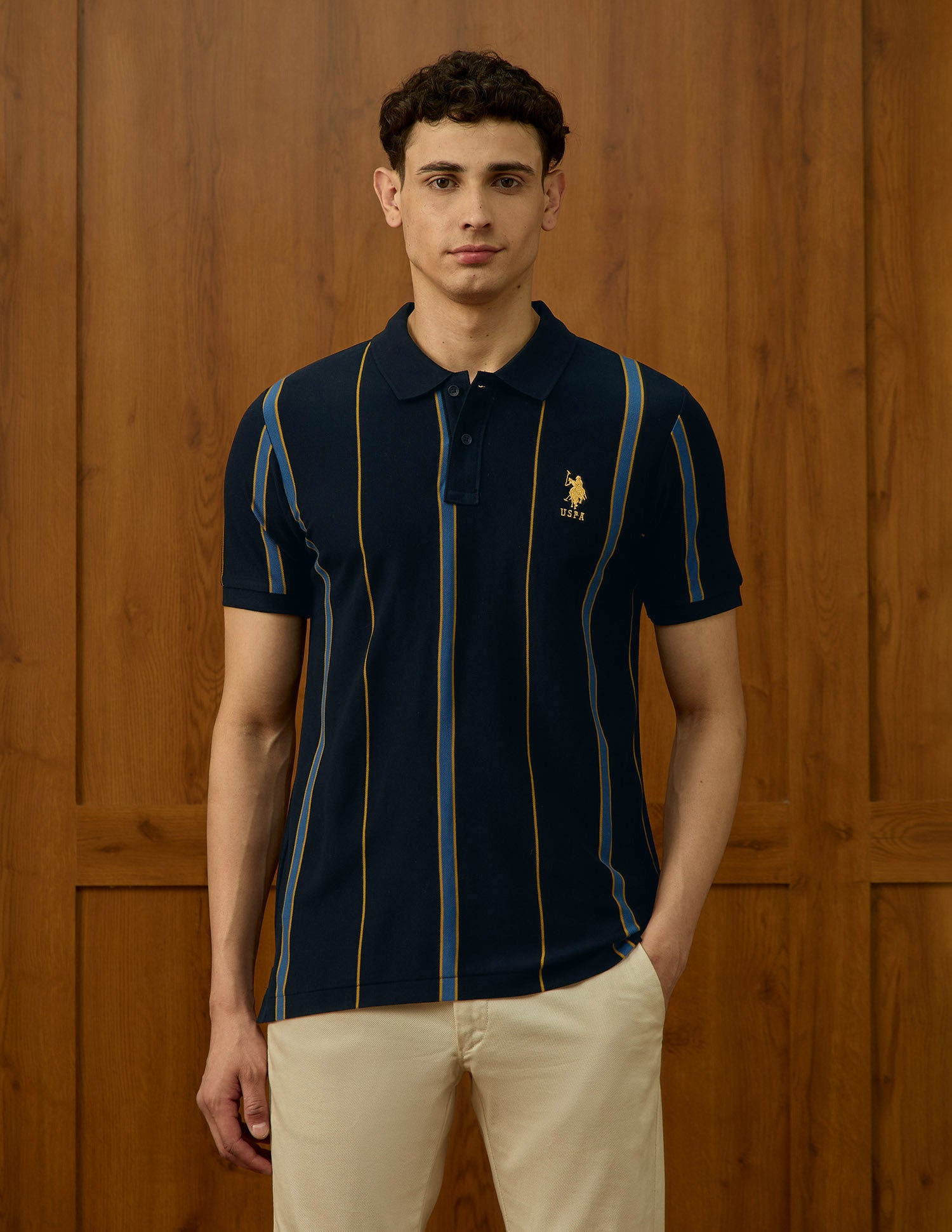 Vertical Striped Varsity Theatre Polo Shirt Navy - U.S. POLO ASSN. | Large
