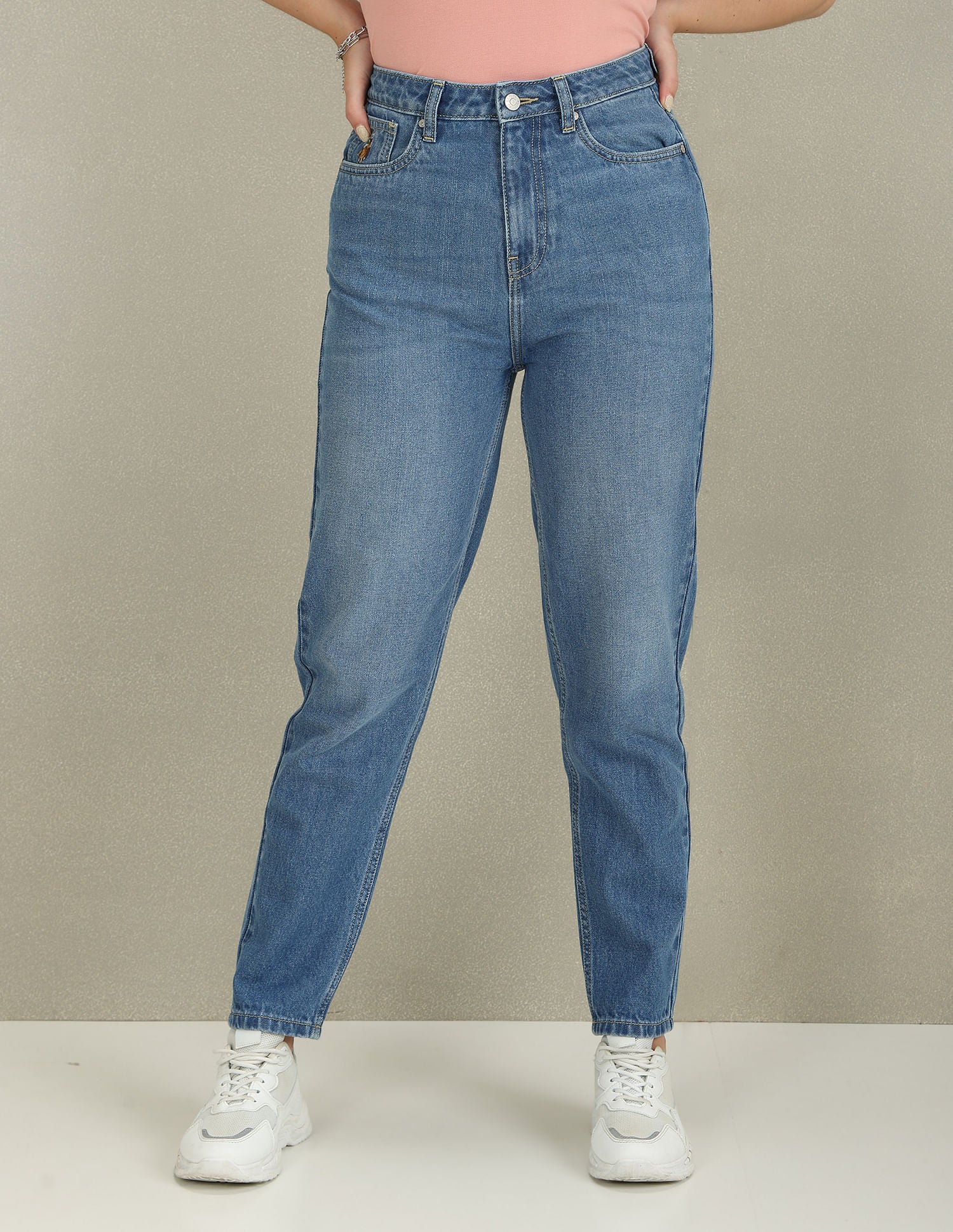 Mom Fit High Rise Jeans Blue - U.S. Polo Assn. India | Large