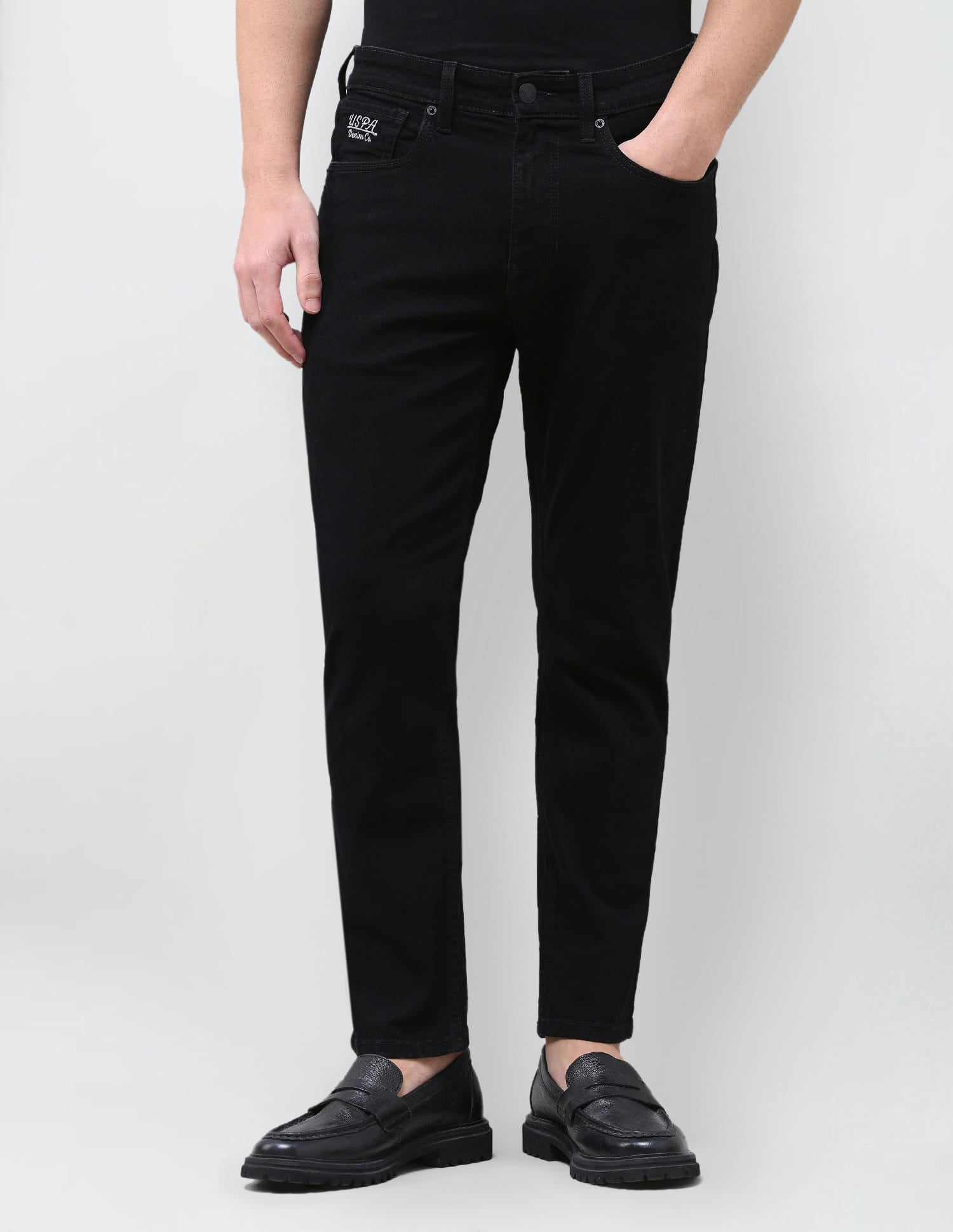Solid Tapered Fit Jeans Black - U.S. Polo Assn. India | Large