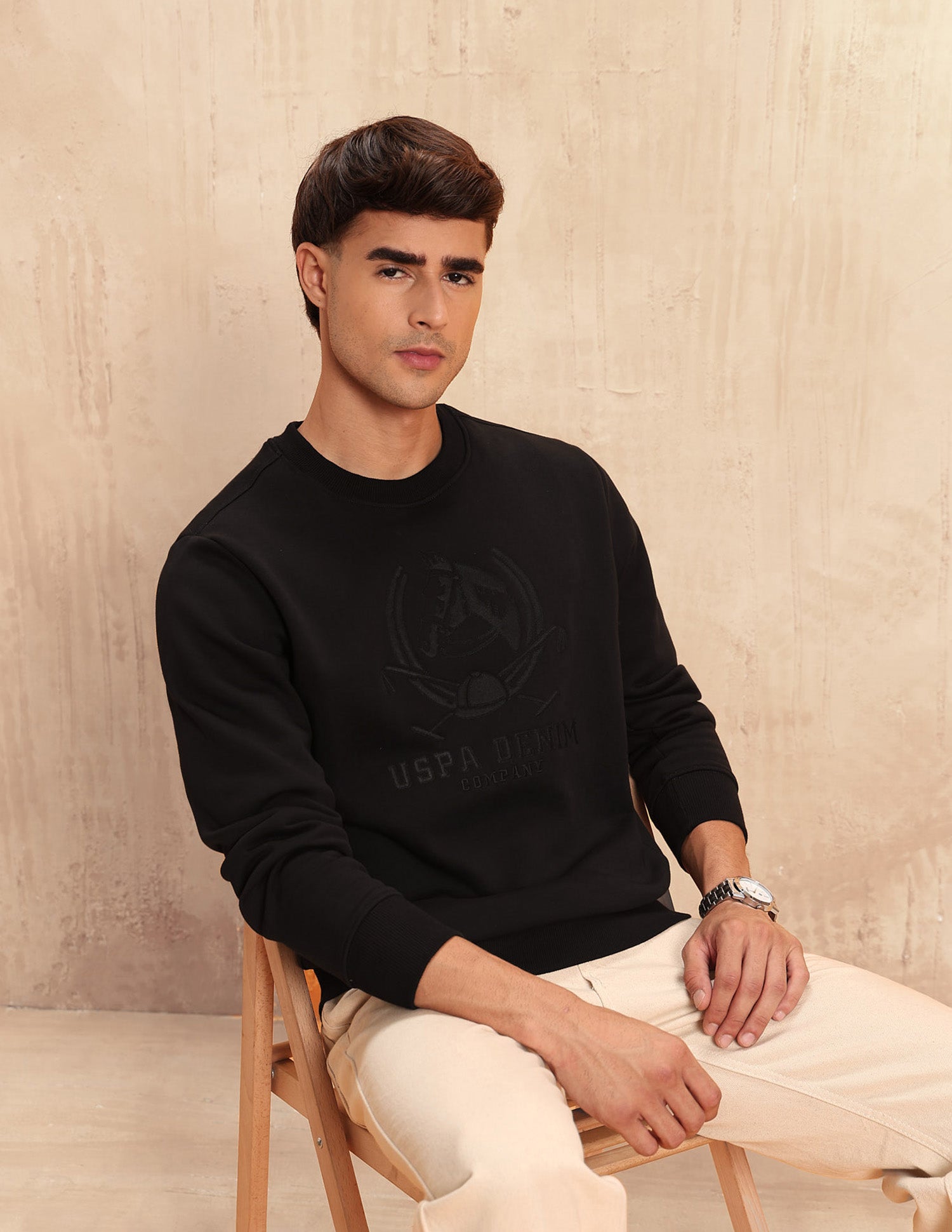 Brand Embroidered Legend Of Horseshoe Sweatshirt Black - U.S. POLO ASSN. | Large