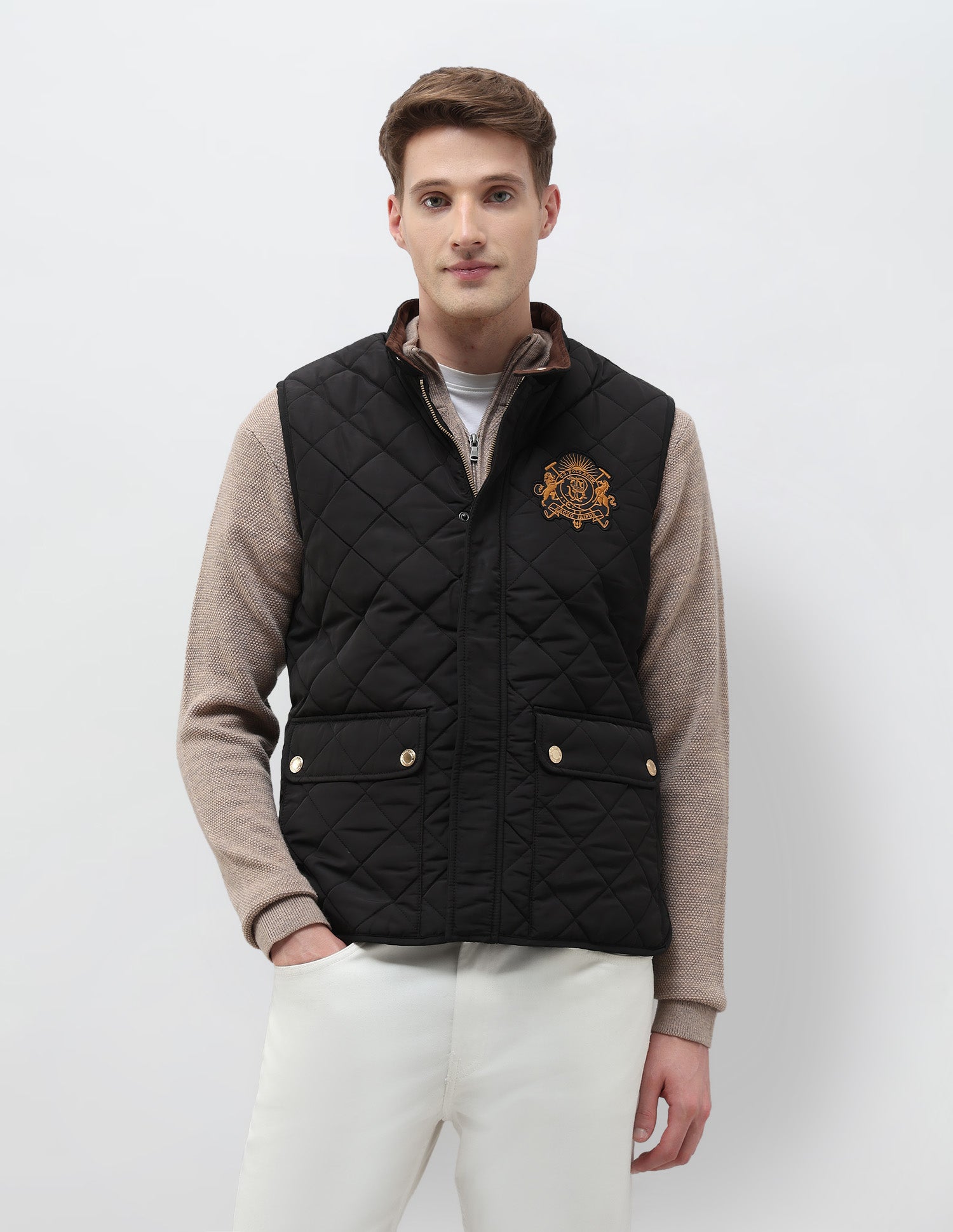 High Neck Solid Quilted Jacket Black - U.S. POLO ASSN. | Large