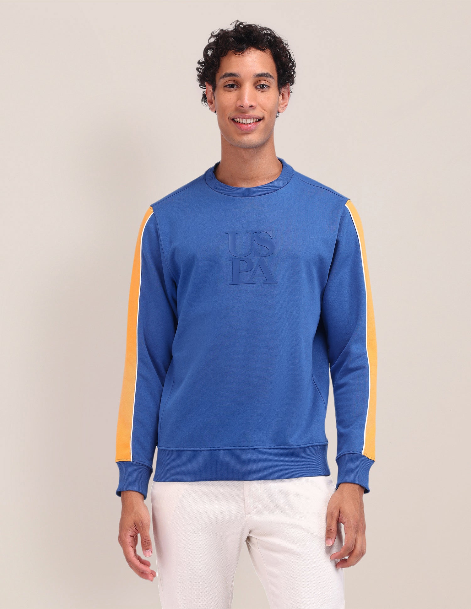 Brand Printed Regular Fit Sweatshirt Blue - U.S. Polo Assn. India | Large