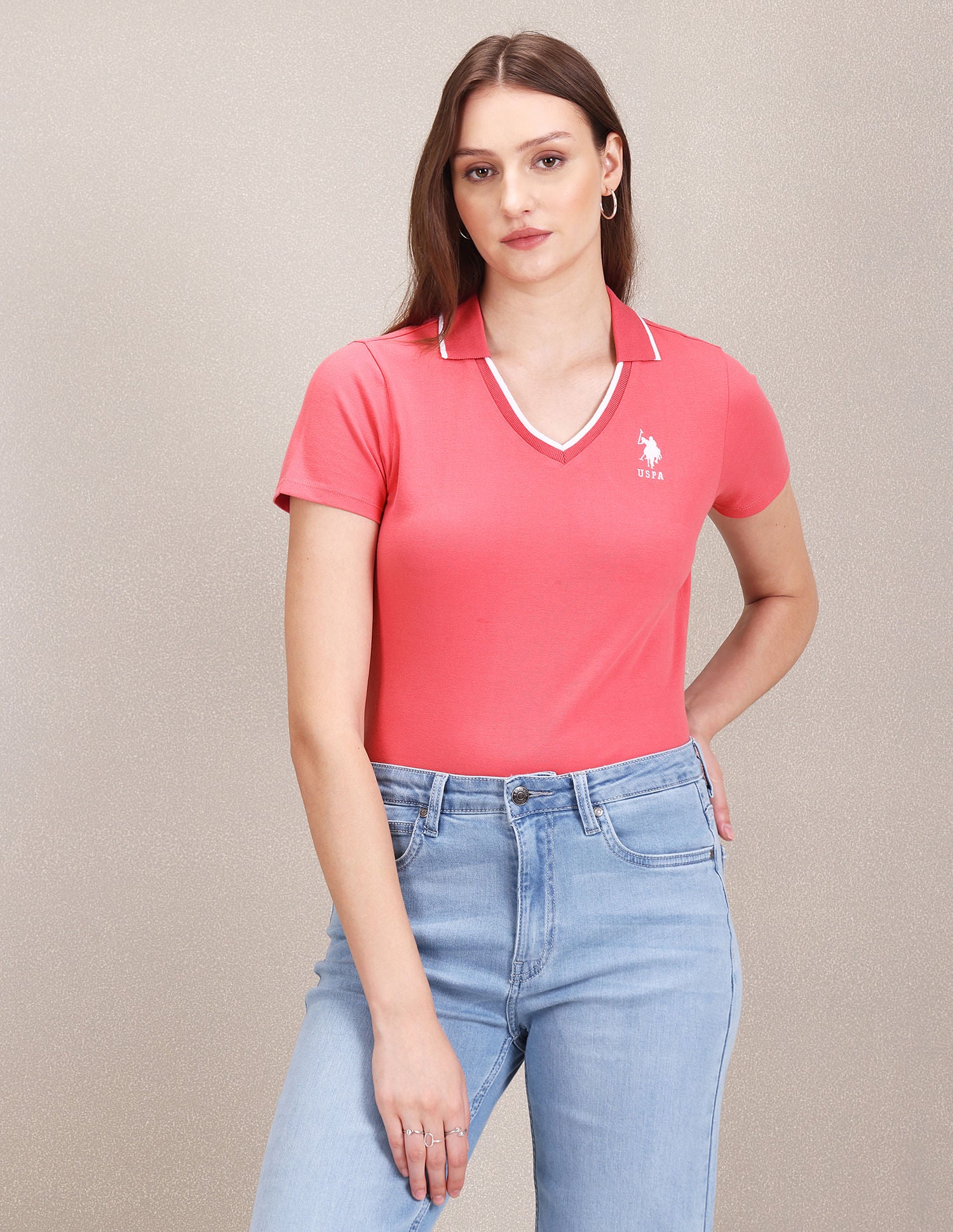 Logo Solid Polo Shirt Pink - U.S. POLO ASSN. | Large