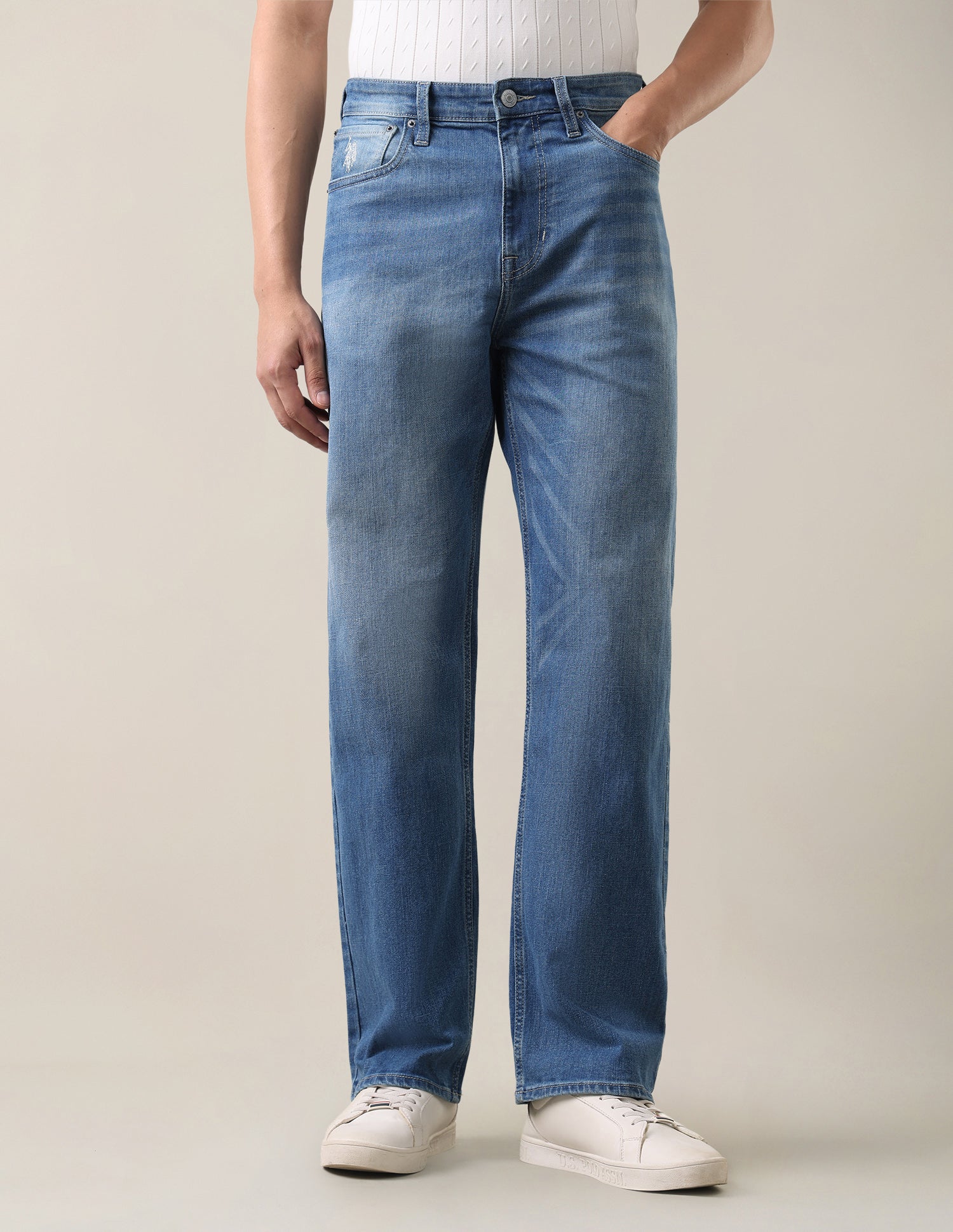 Logan Loose Straight Fit Blue Jeans Light Indigo - U.S. Polo Assn. India | Large