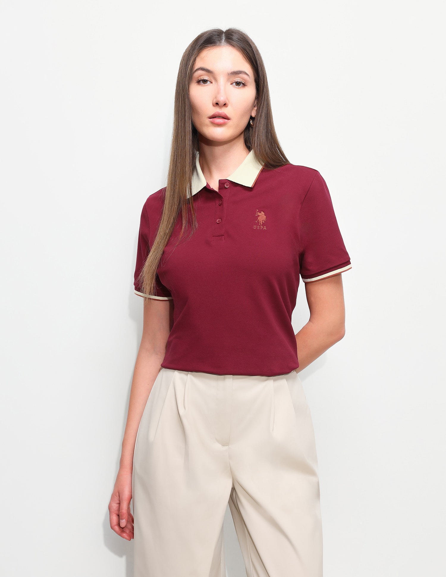 Solid Relaxed Fit Polo Shirt Dark Red - U.S. Polo Assn. India | Large