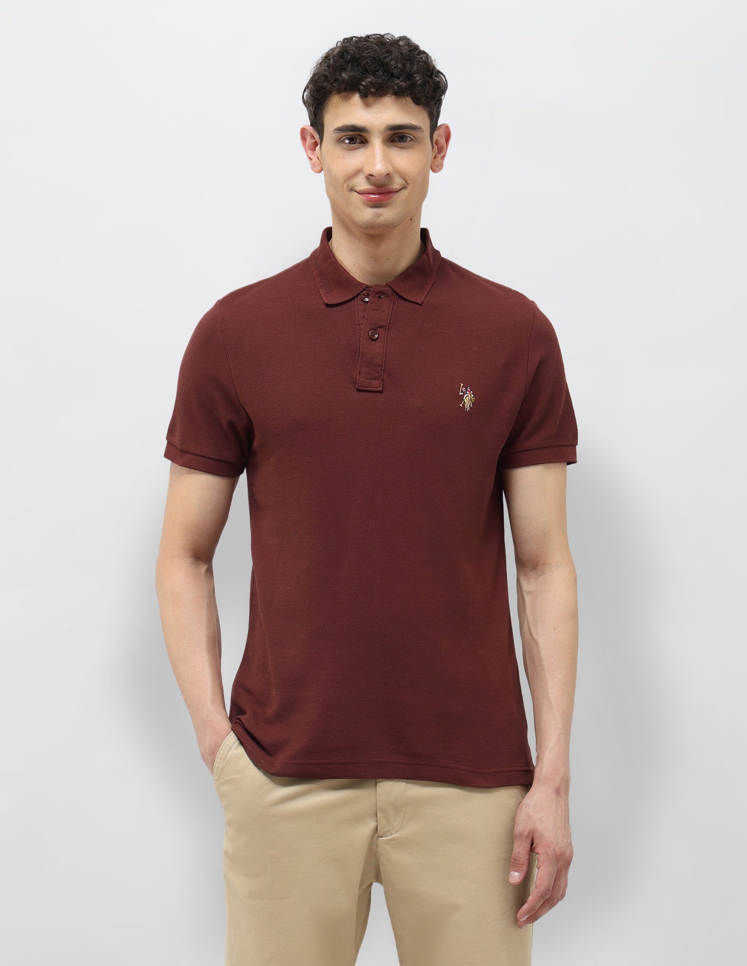 Pure Cotton Muscle Fit Polo Shirt Rust - U.S. POLO ASSN. | Large