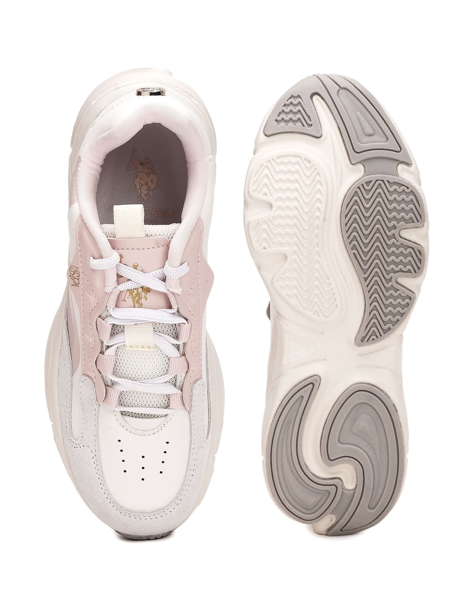 Women Colour Block Gemma Sneakers White and Light Pink - U.S. Polo Assn. India | Large