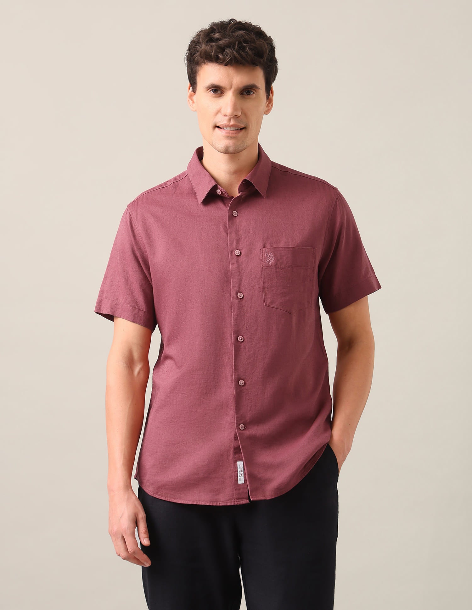 Solid Tailored Fit Shirt Red - U.S. Polo Assn. India | Large