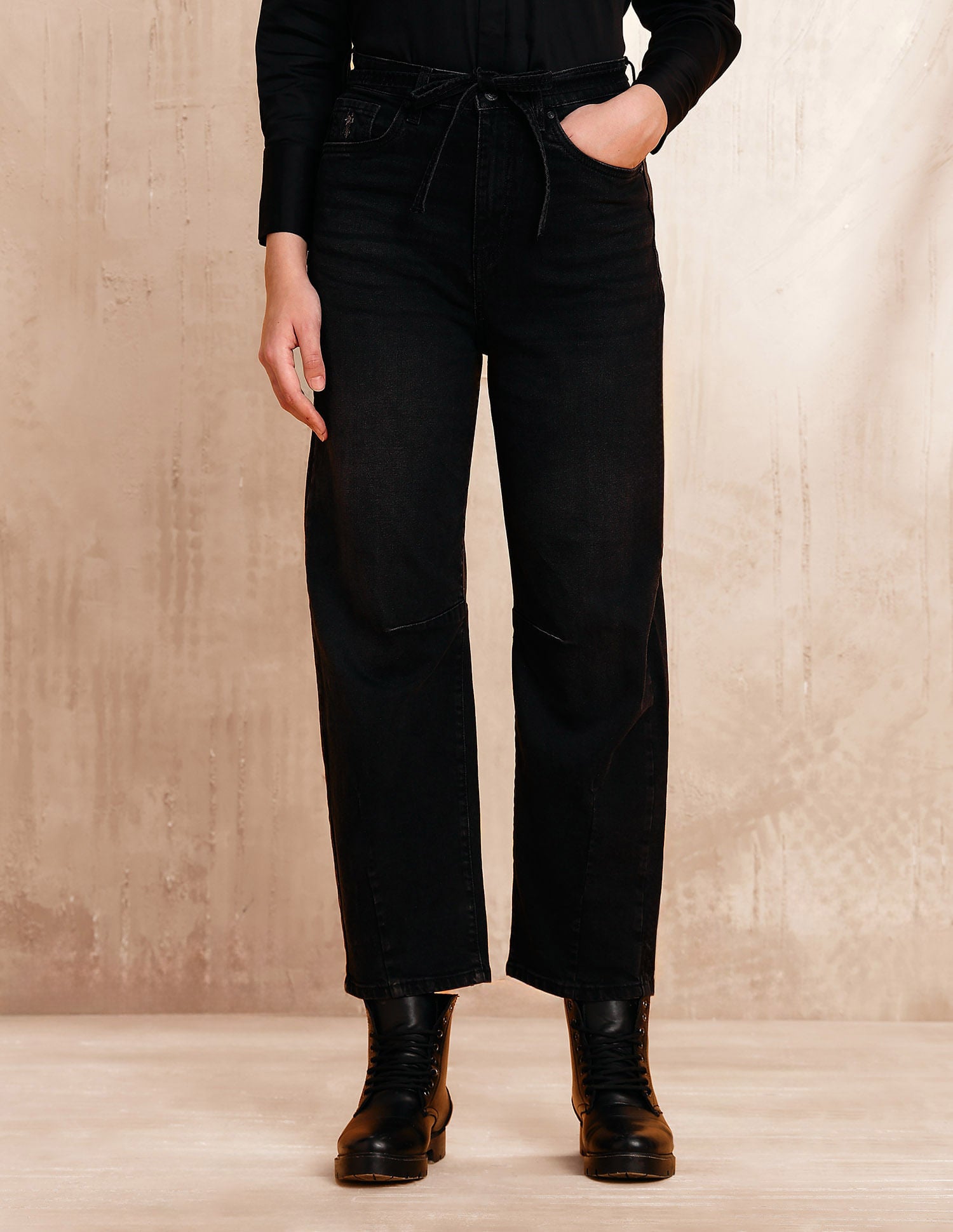 High Rise Barrel Fit Jeans Grey - U.S. POLO ASSN. | Large