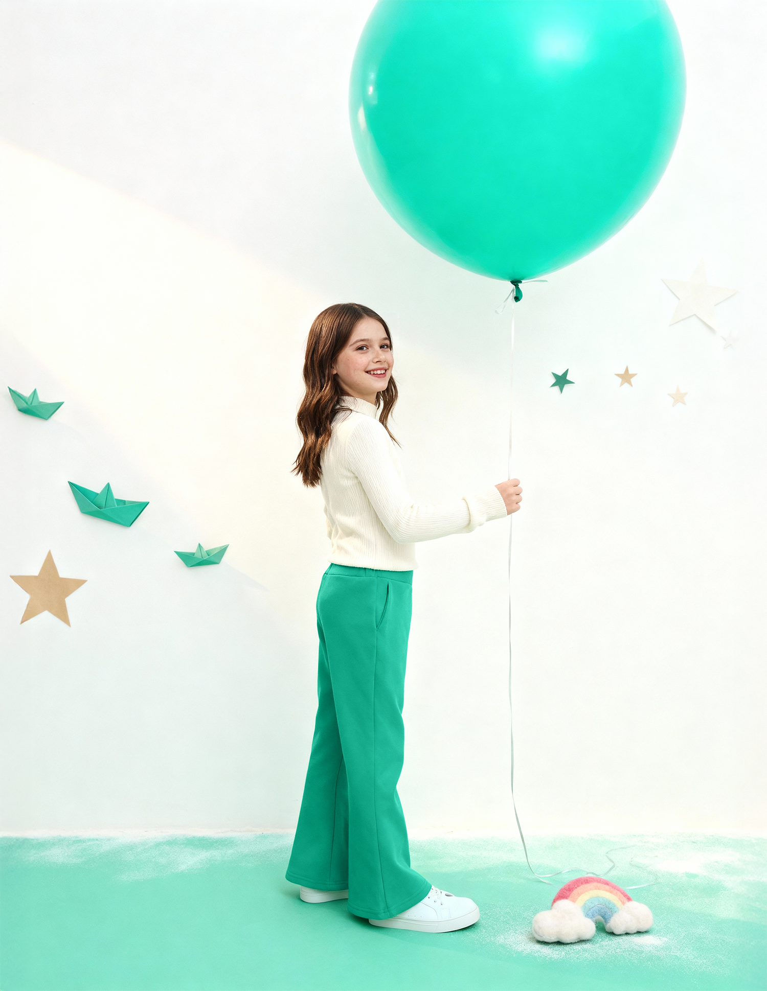 Girls Solid Regular Fit Flared Track Pants