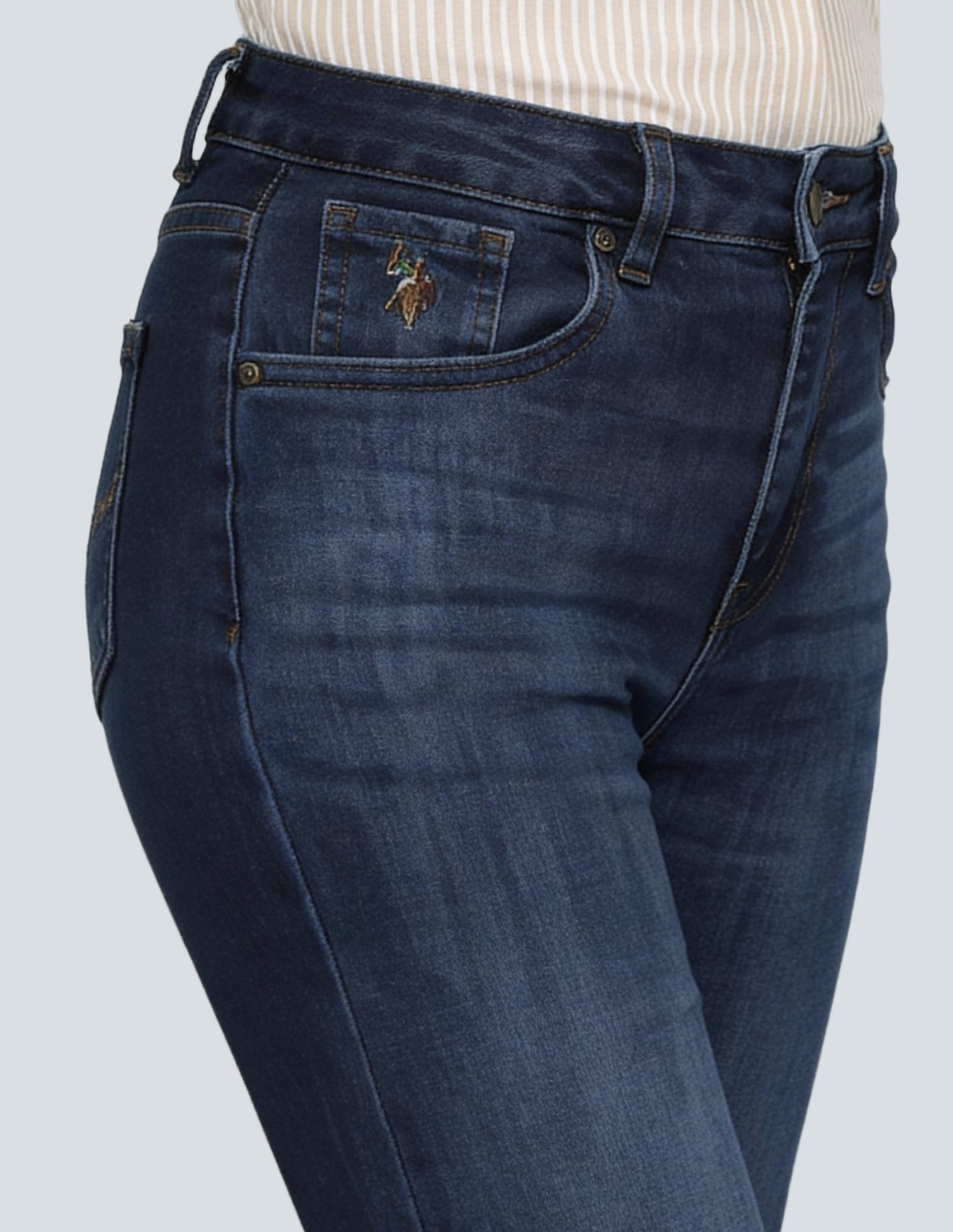 High Rise Straight Fit Jeans Blue - U.S. Polo Assn. India | Large