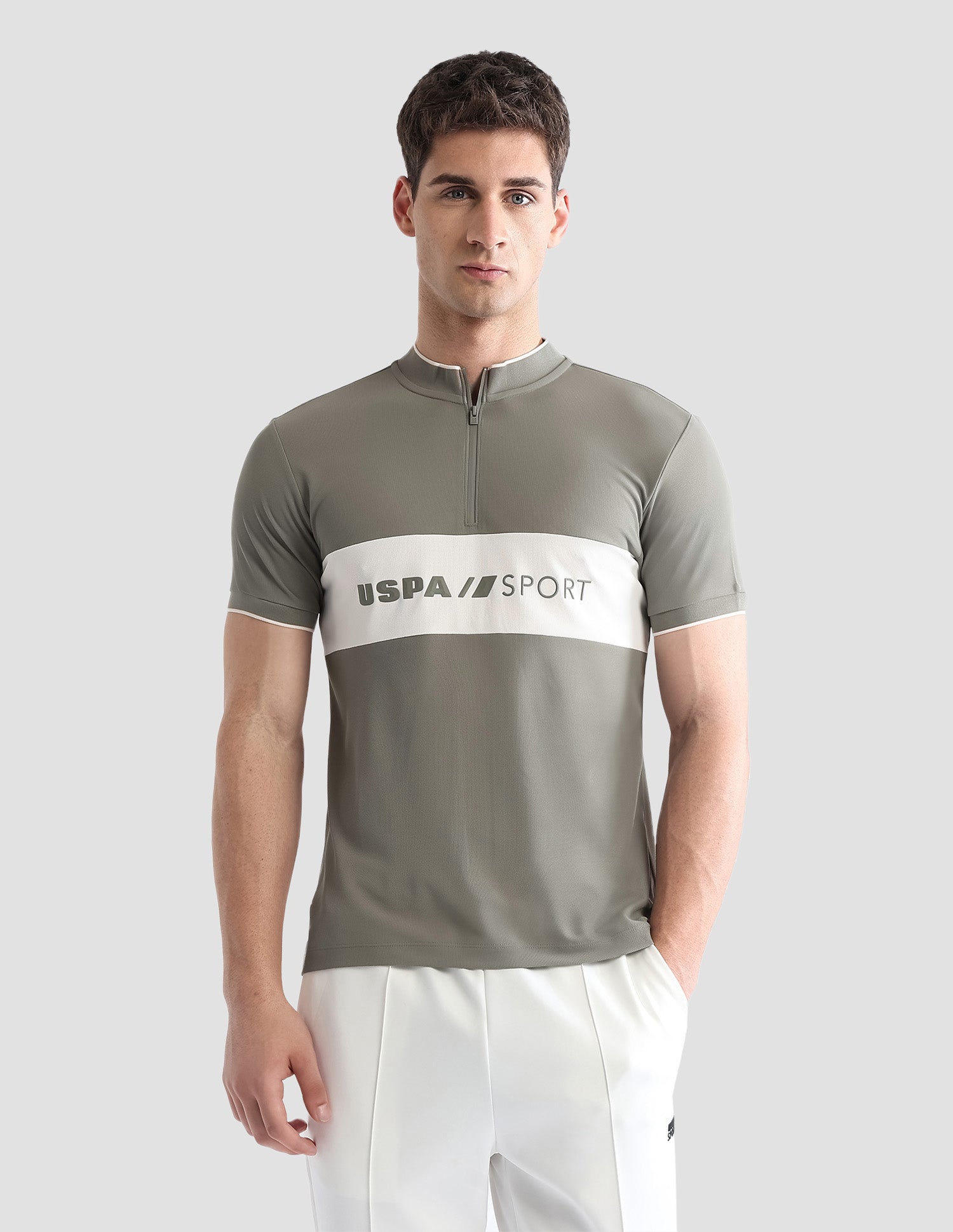 Brand Embossed Regular Fit Active Polo Shirt Light Olive - U.S. POLO ASSN. | Large