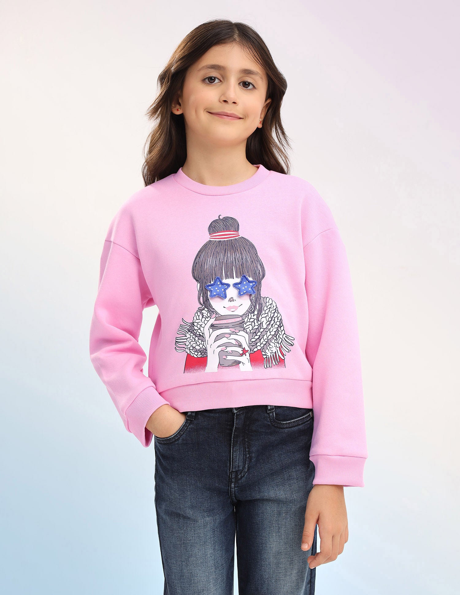 Graphic Printed Regular Fit Sweatshirt Pink - U.S. POLO ASSN. | Large