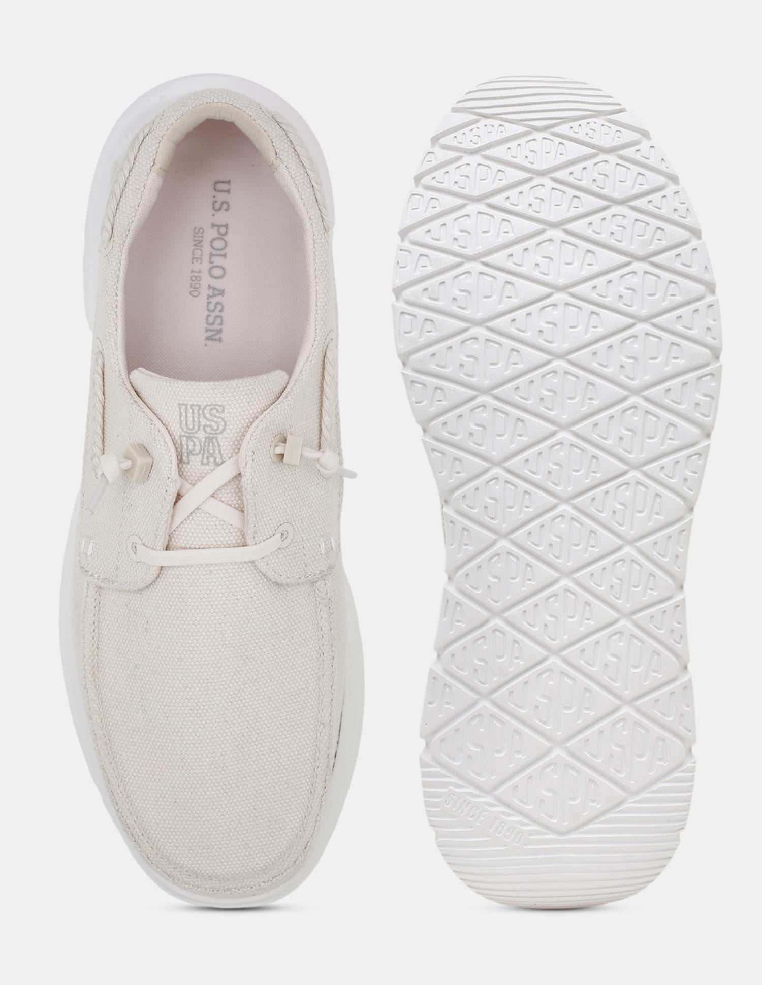 Round Toe Slip Ons Ashton Sneakers Beige - U.S. Polo Assn. India | Large