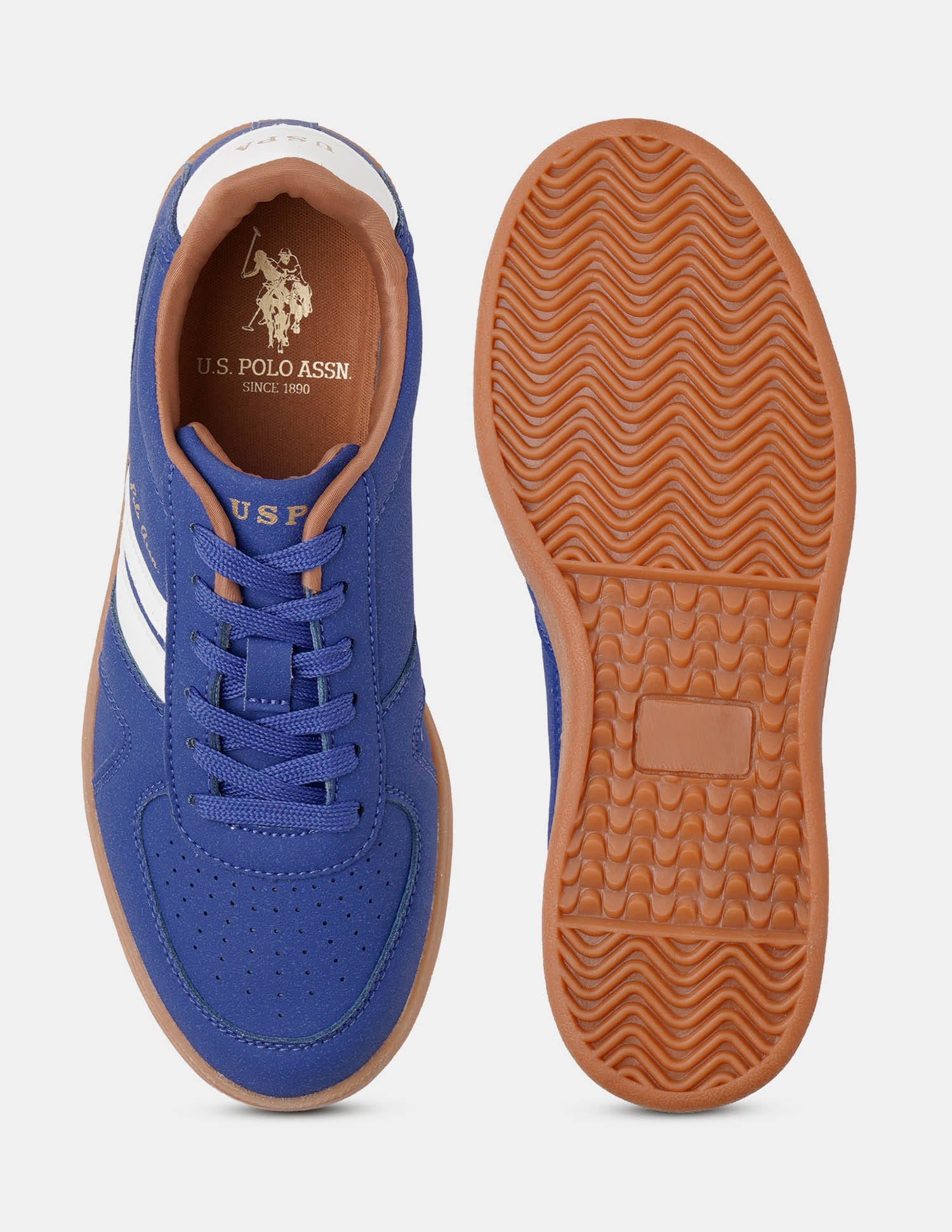 Women Round Toe Edda Striped Sneakers Blue - U.S. Polo Assn. India | Large