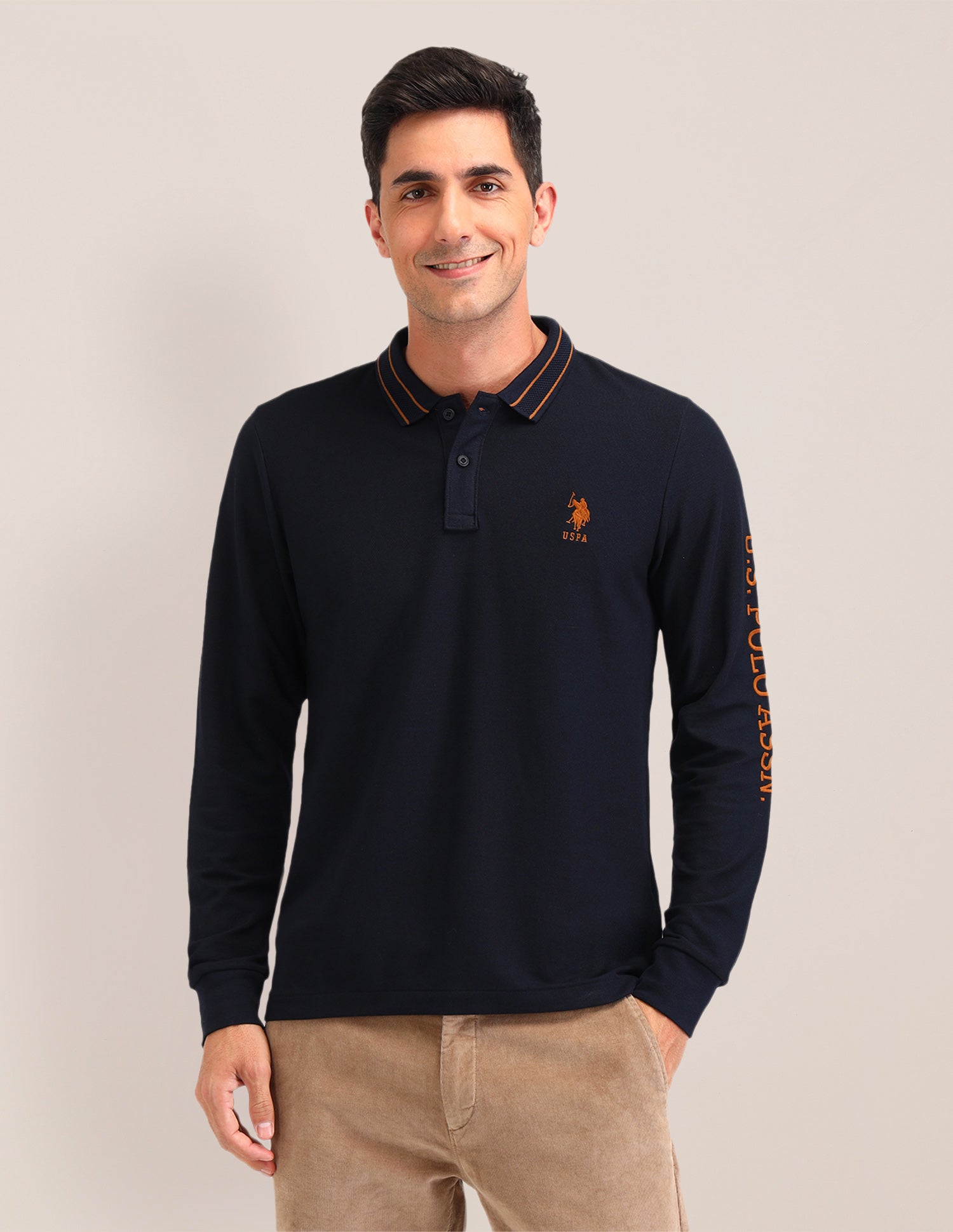 Solid Slim Fit Polo Shirts Navy - U.S. Polo Assn. India | Large