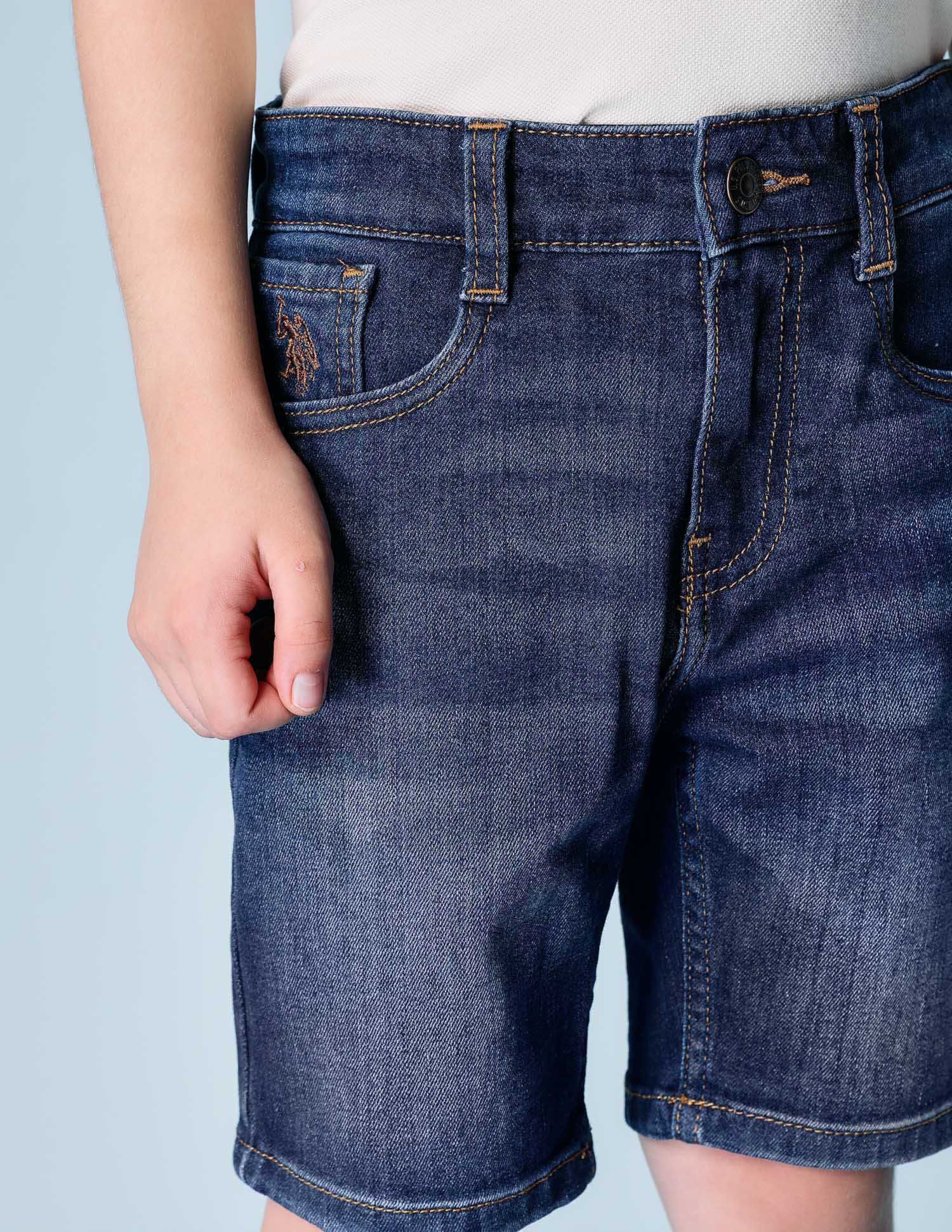 Boys Mid Rise Denim Shorts Dark Wash - U.S. POLO ASSN. | Large