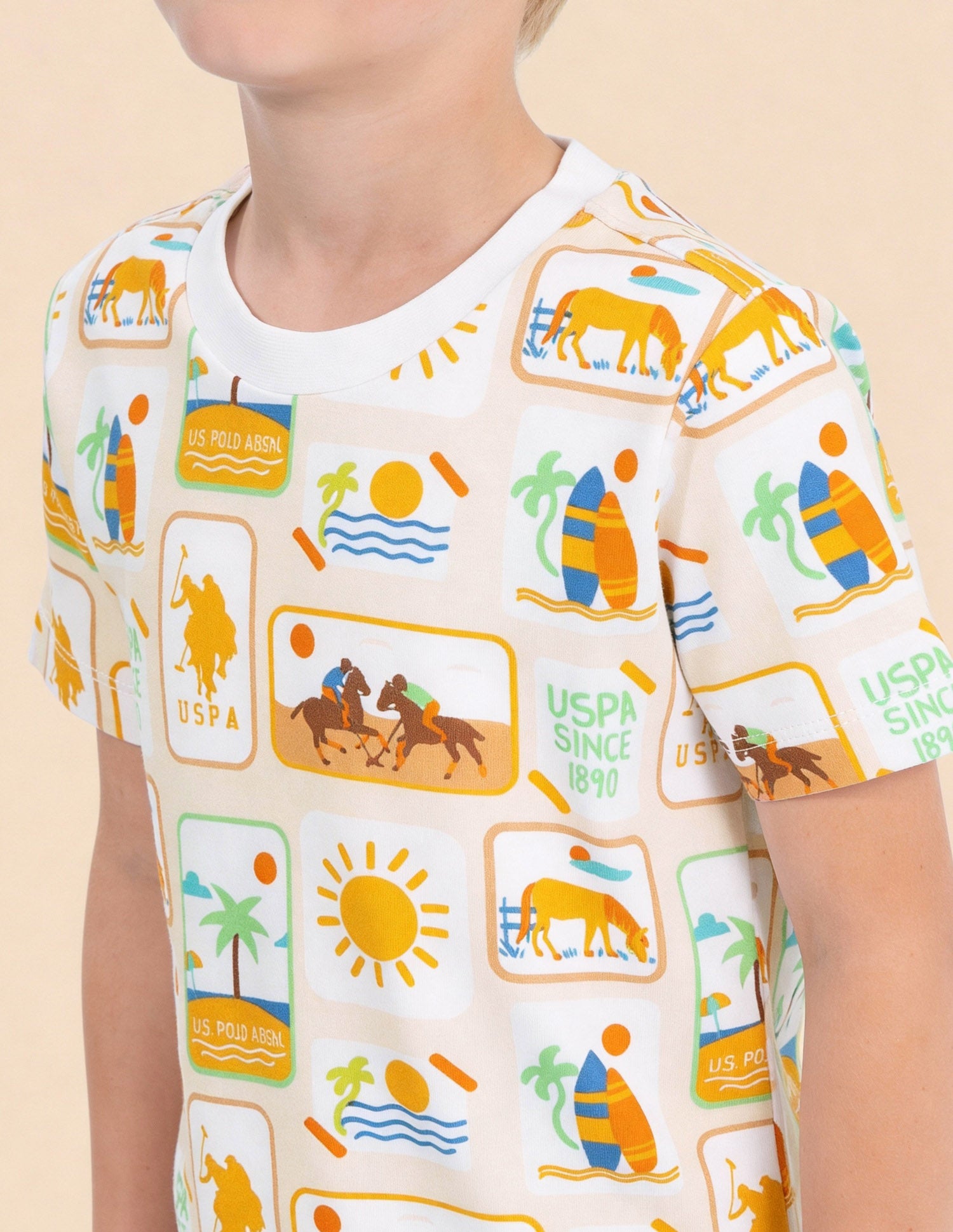 Graphic Printed Regular Fit T-Shirt Beige - U.S. Polo Assn. India | Large