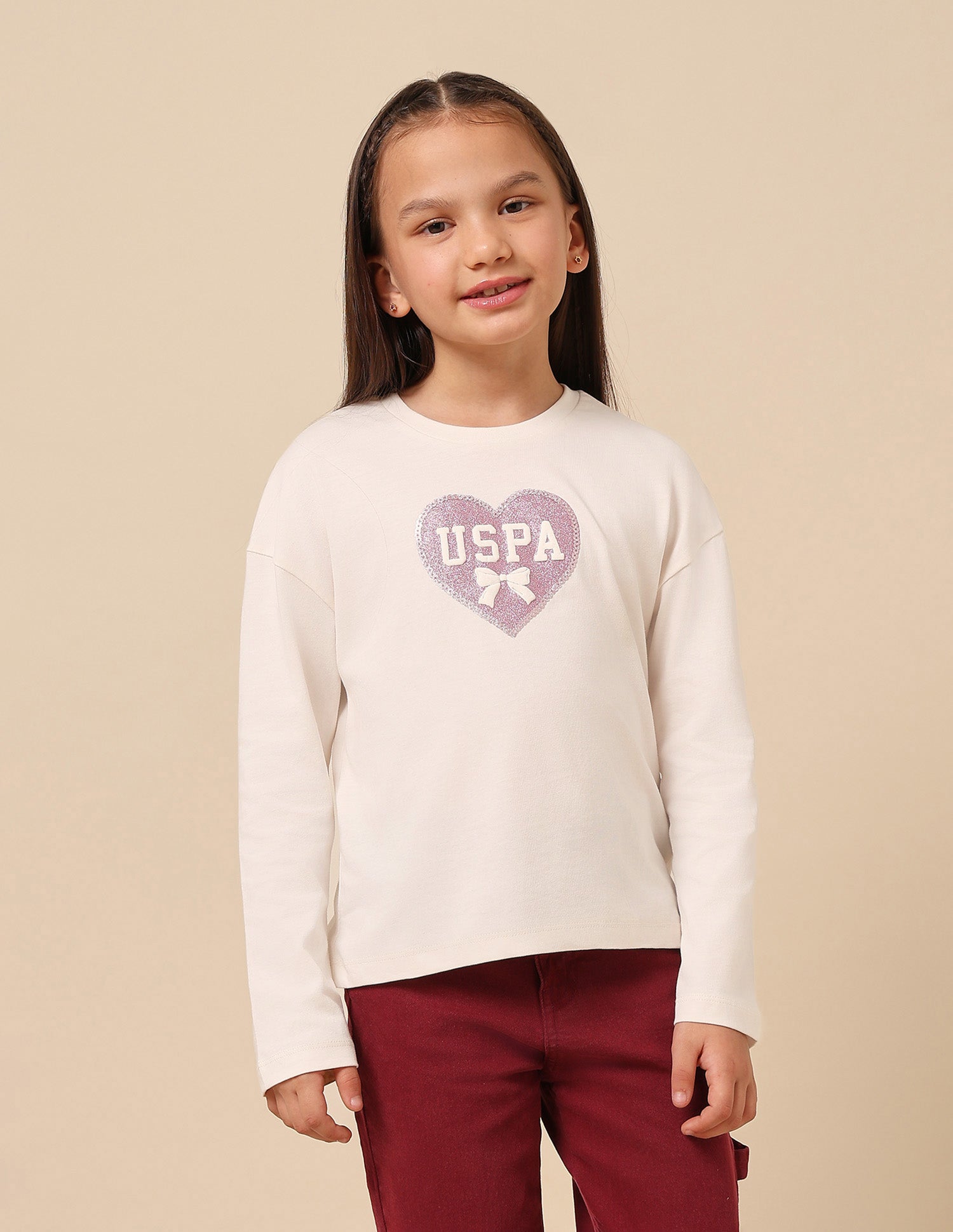 Girls Brand Printed Top Off White - U.S. POLO ASSN. | Large