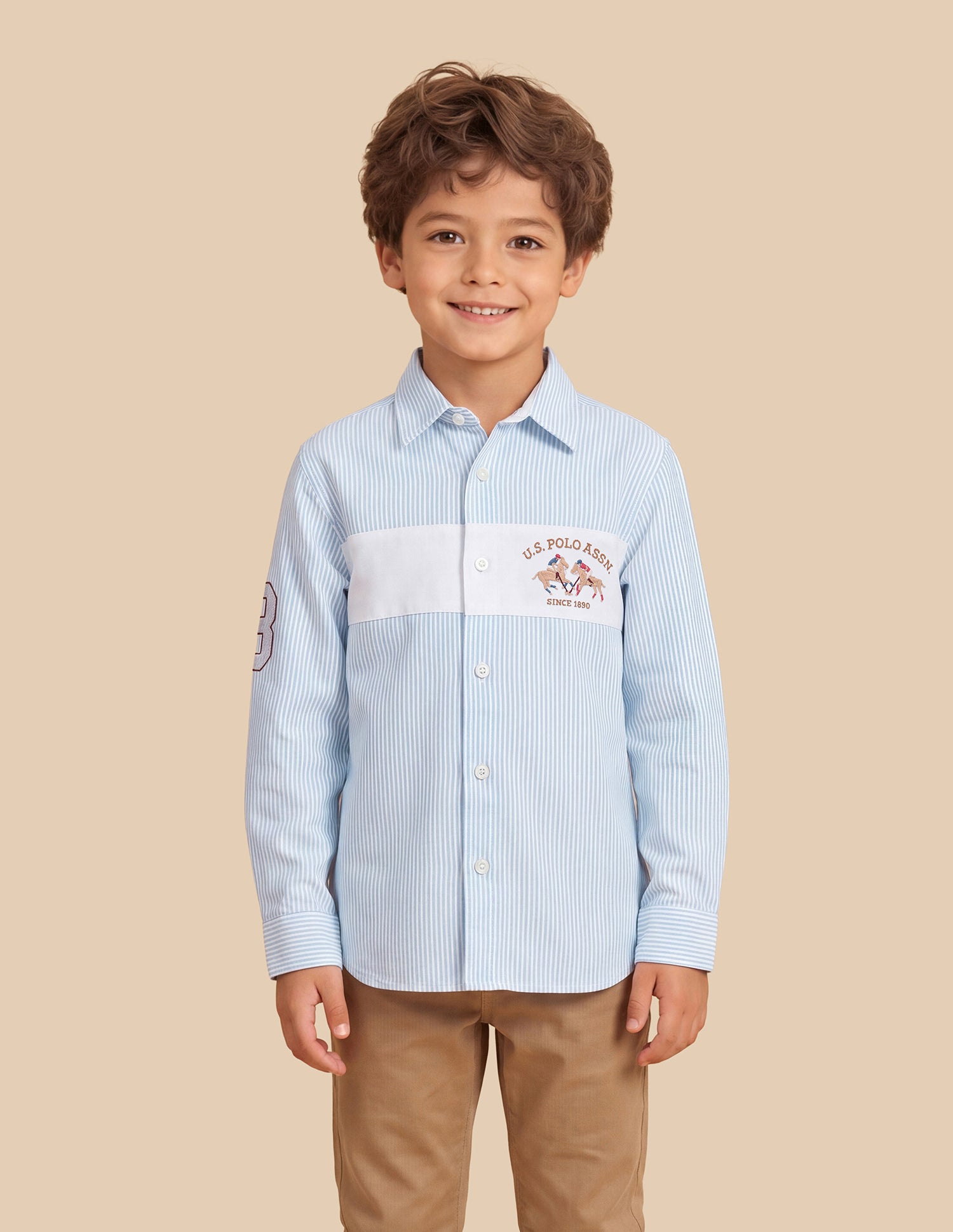 Vertical Striped Oxford Shirt Light Blue - U.S. Polo Assn. India | Large