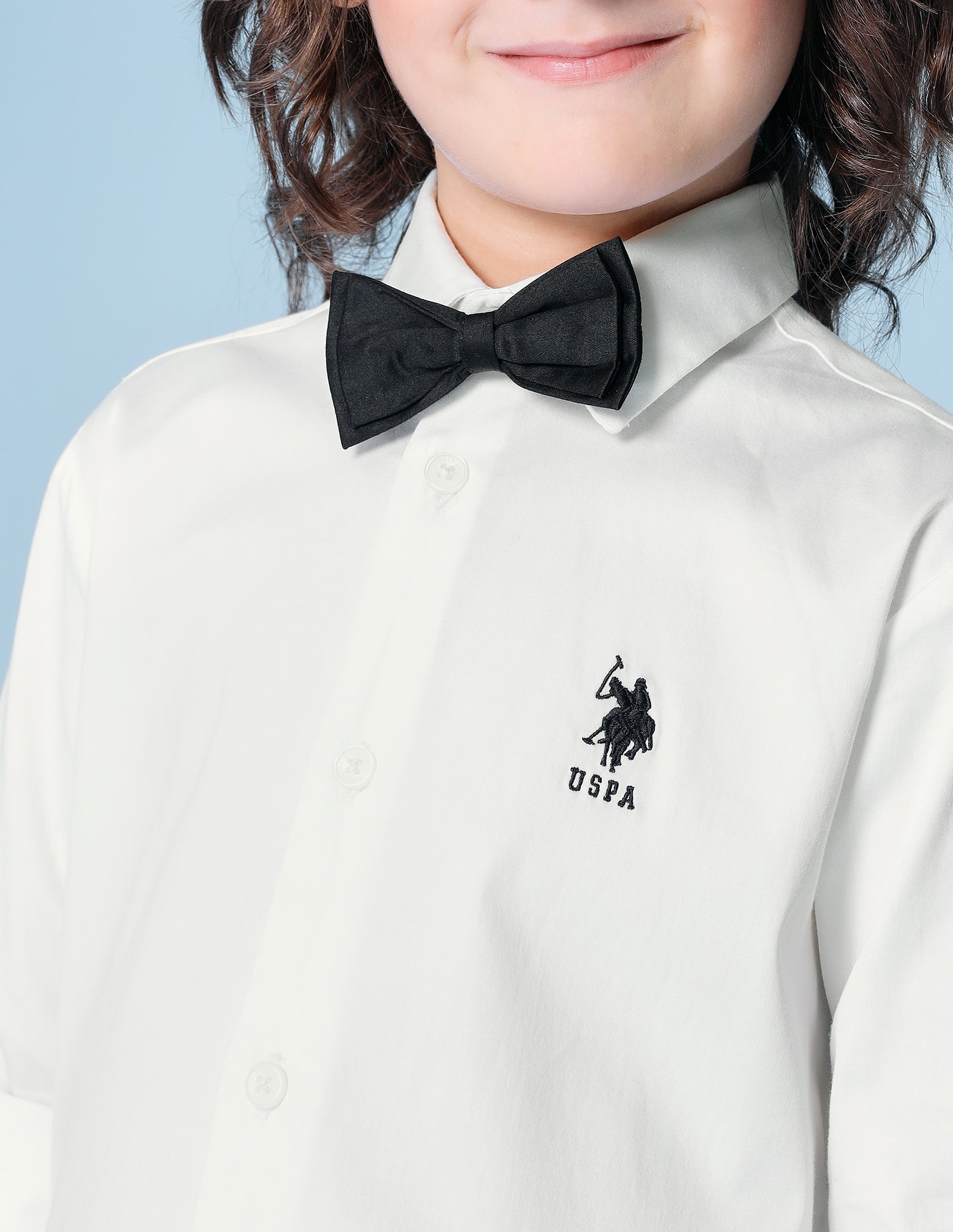 Boys Poplin Bow Tie Shirt White - U.S. POLO ASSN. | Large