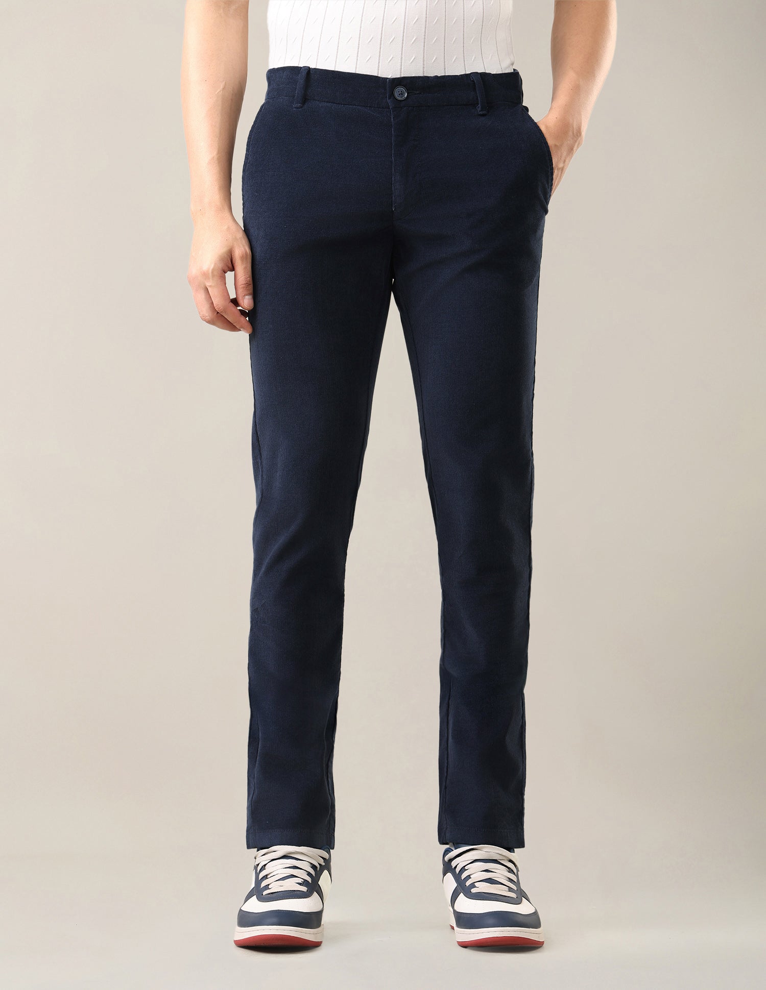 Corduroy Denver Slim Fit Trousers Navy - U.S. Polo Assn. India | Large