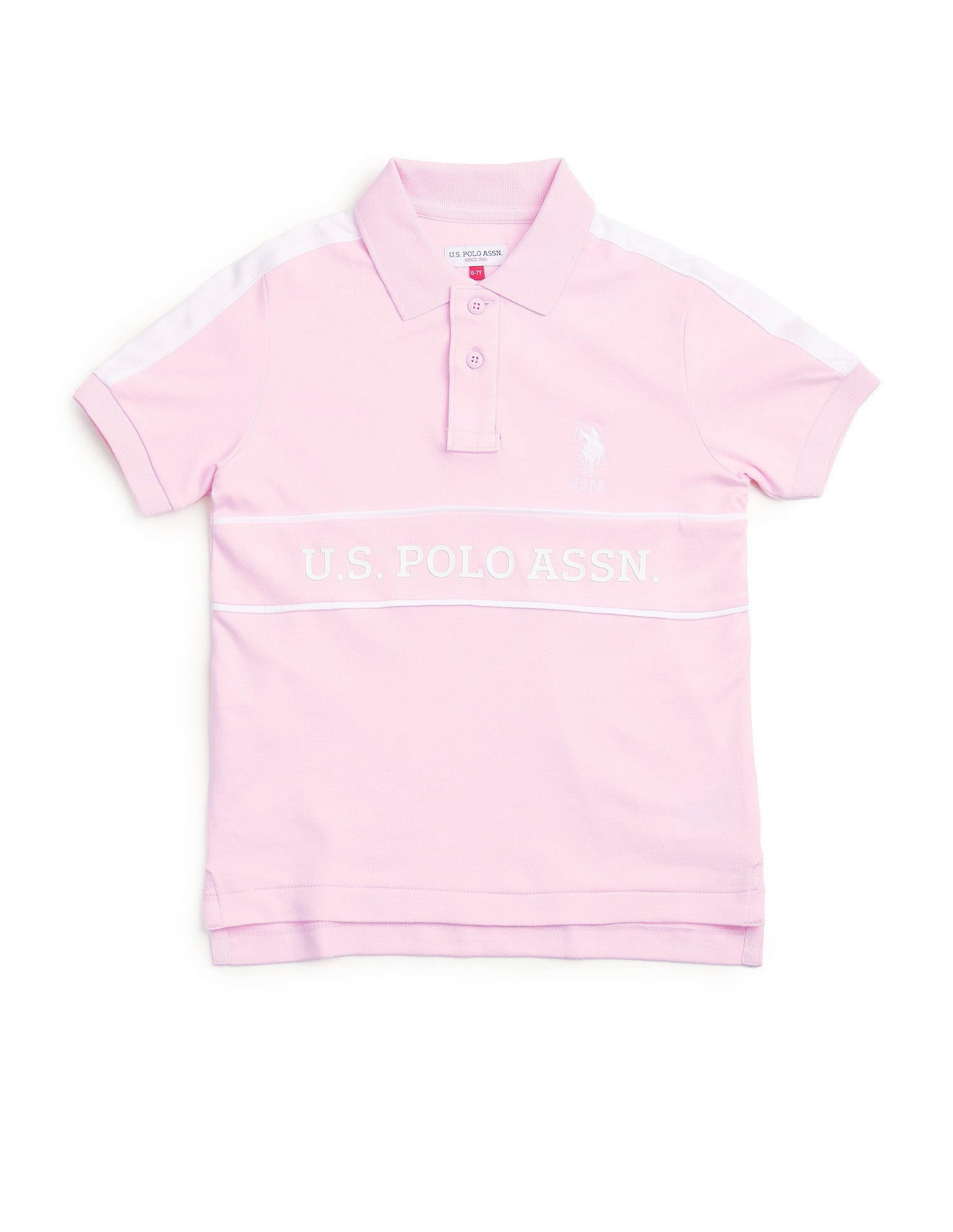 Boys Brand Printed Regular Fit Polo Shirt Light Pink - U.S. POLO ASSN. | Large