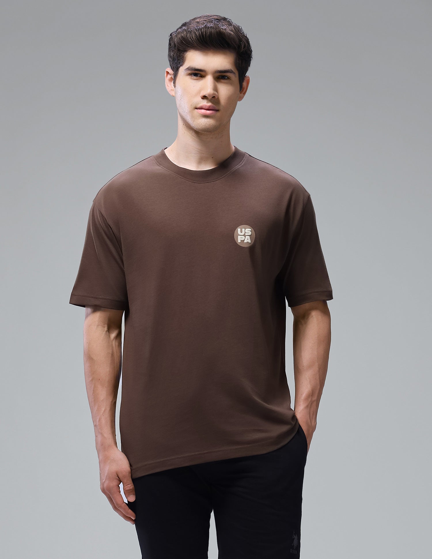 Graphic Printed Oversized Fit Loungewear T-Shirt Chestnut - U.S. Polo Assn. India | Large