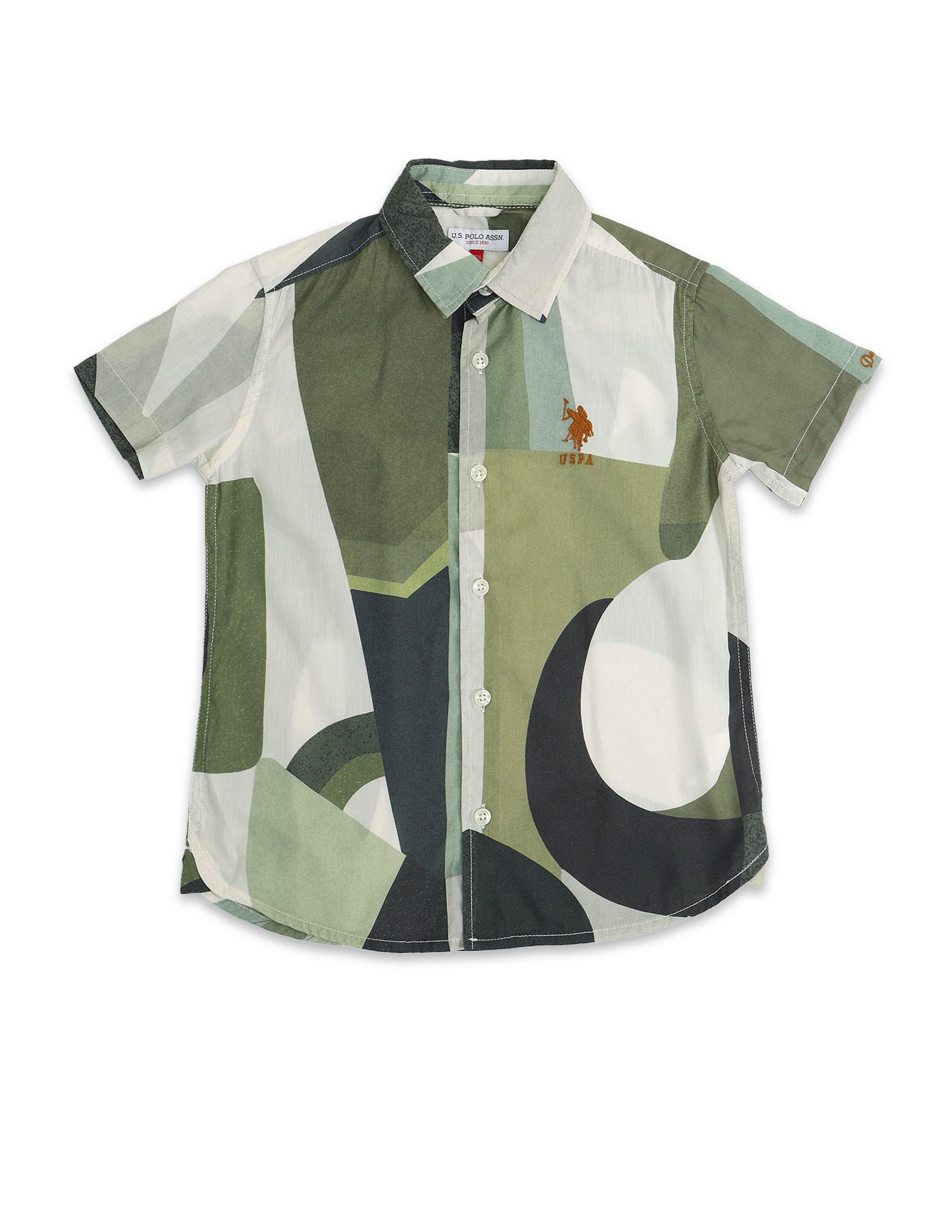 Boys Regular Fit Abstract Printed Shirt Me Green - U.S. Polo Assn. India | Large