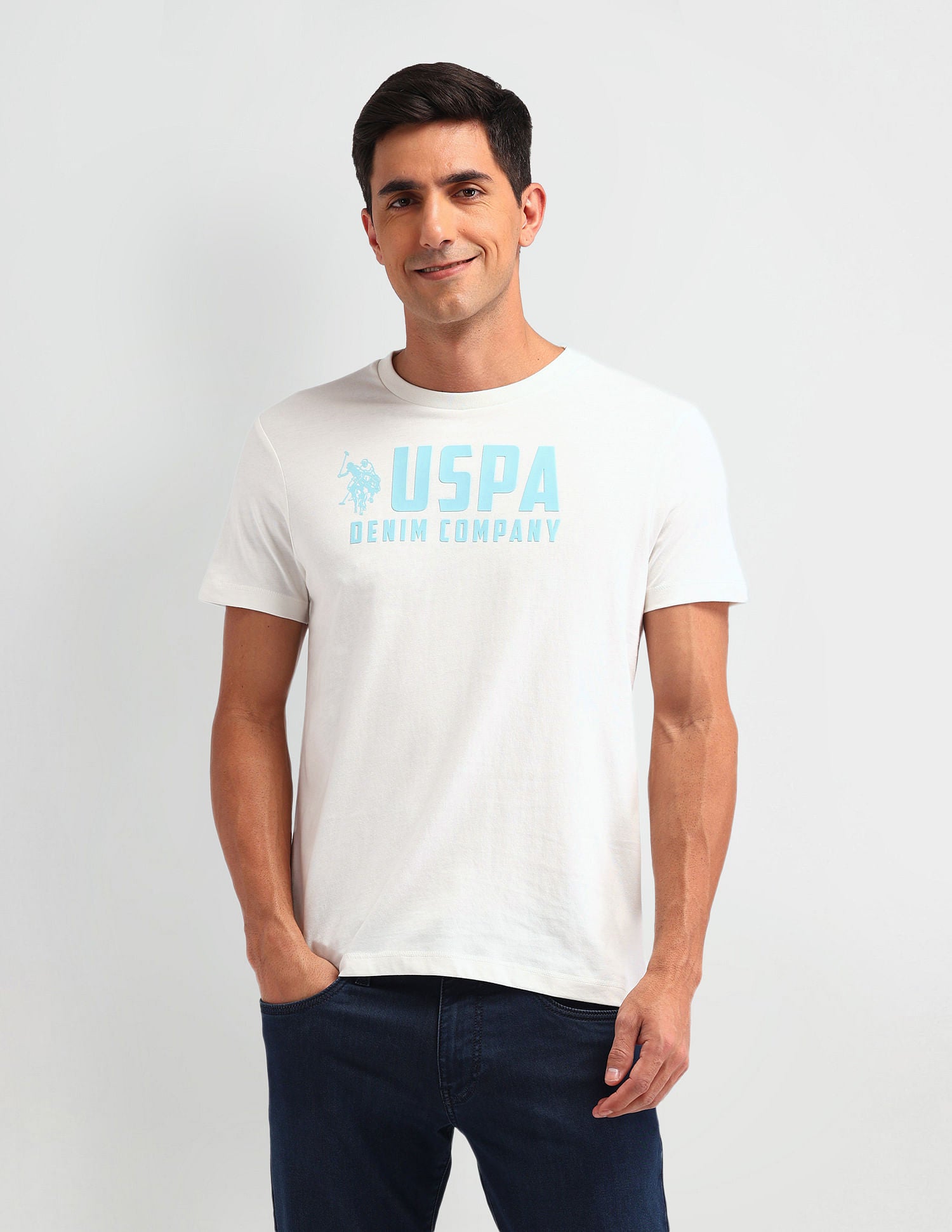 Collegiate Muscle Fit Brand T-Shirt Ivory - U.S. POLO ASSN. | Large