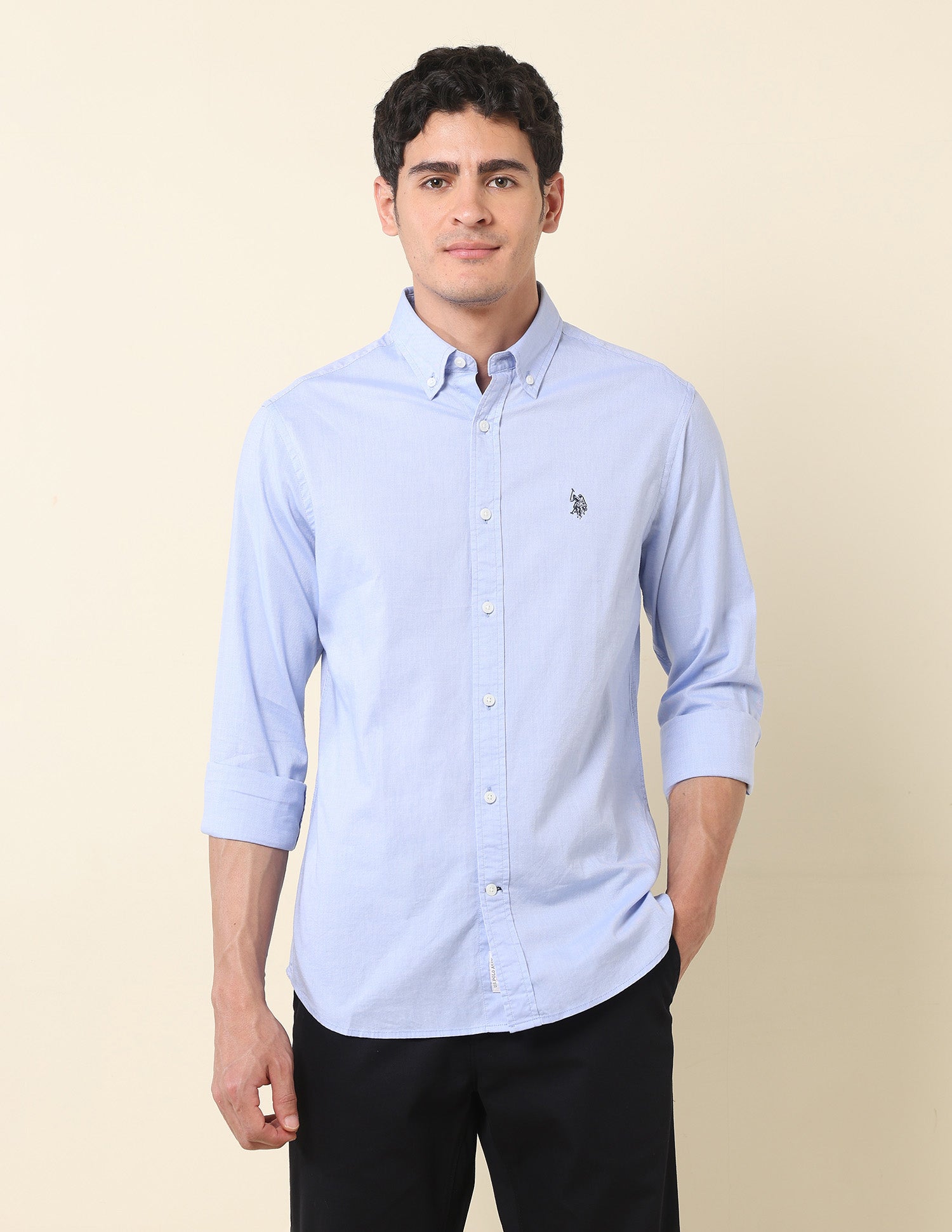 Pure Cotton Tailored Fit Shirt Blue - U.S. Polo Assn. India | Large