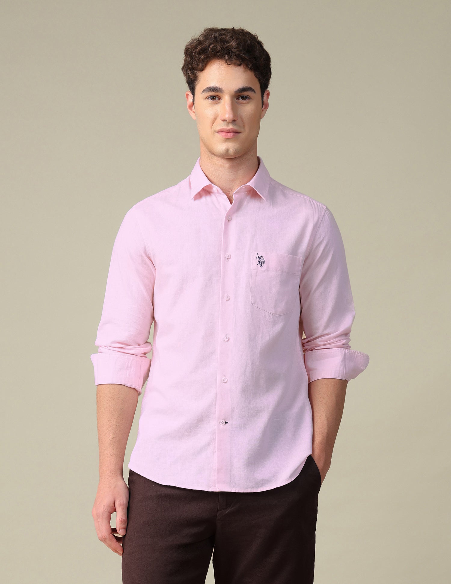 Solid Tailored Fit Shirt Pink - U.S. Polo Assn. India | Large