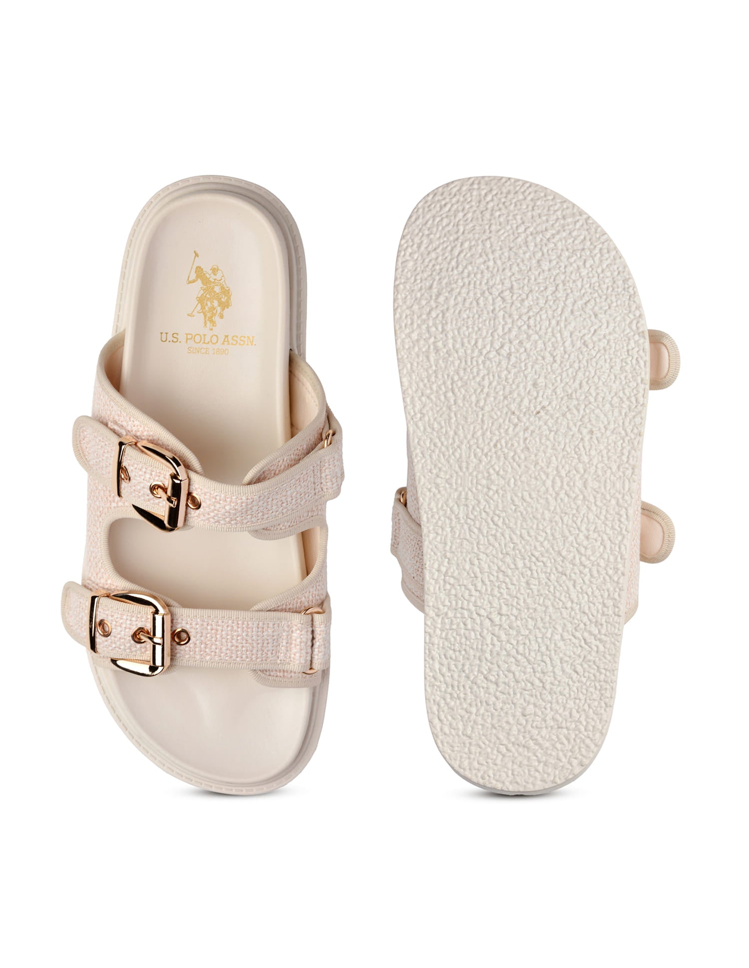 Marcella Beige Footbed Flats Beige - U.S. Polo Assn. India | Large