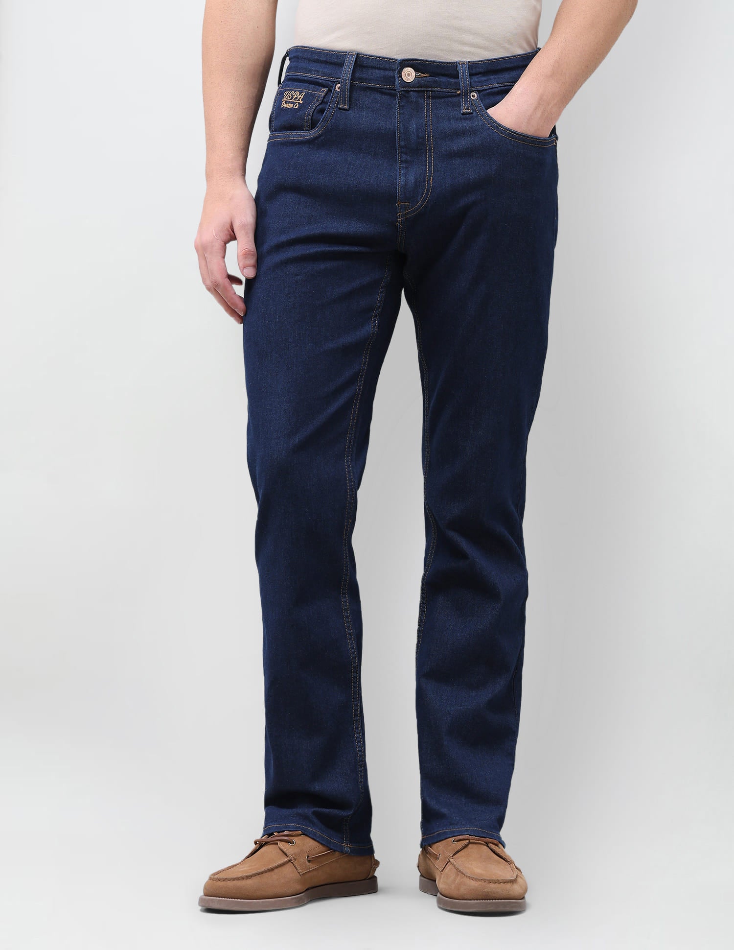 Solid Slim Straight Fit Jeans Blue - U.S. Polo Assn. India | Large