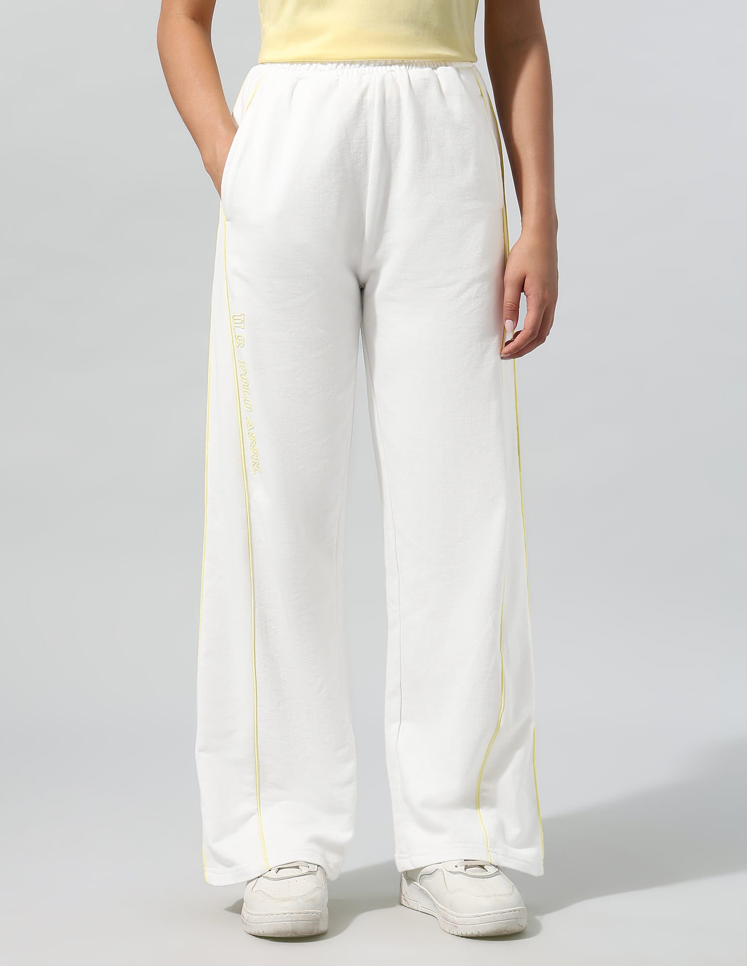 High Rise Wide Leg Trousers White - U.S. Polo Assn. India | Large