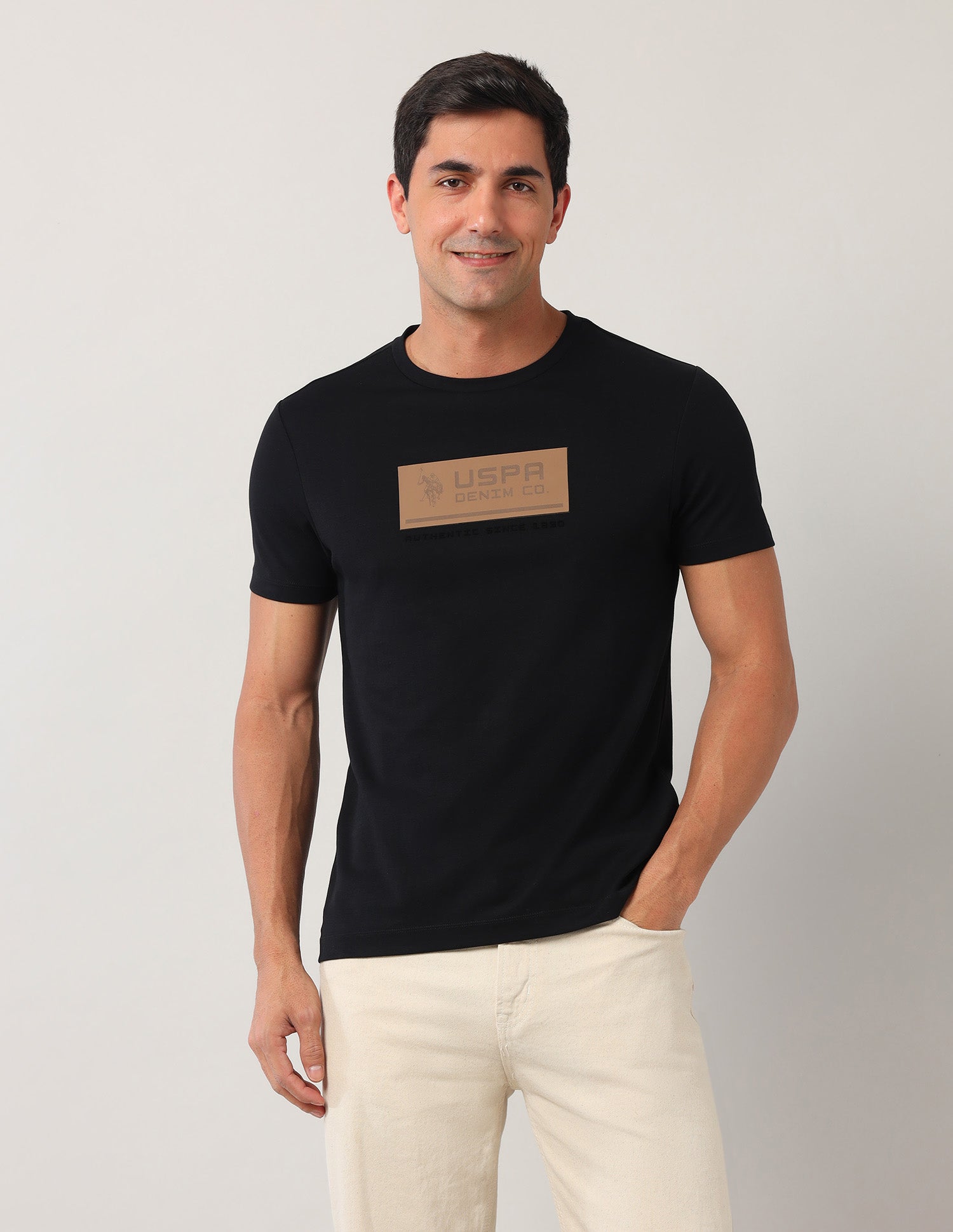Brand Printed Black Label T-Shirt Black - U.S. Polo Assn. India | Large