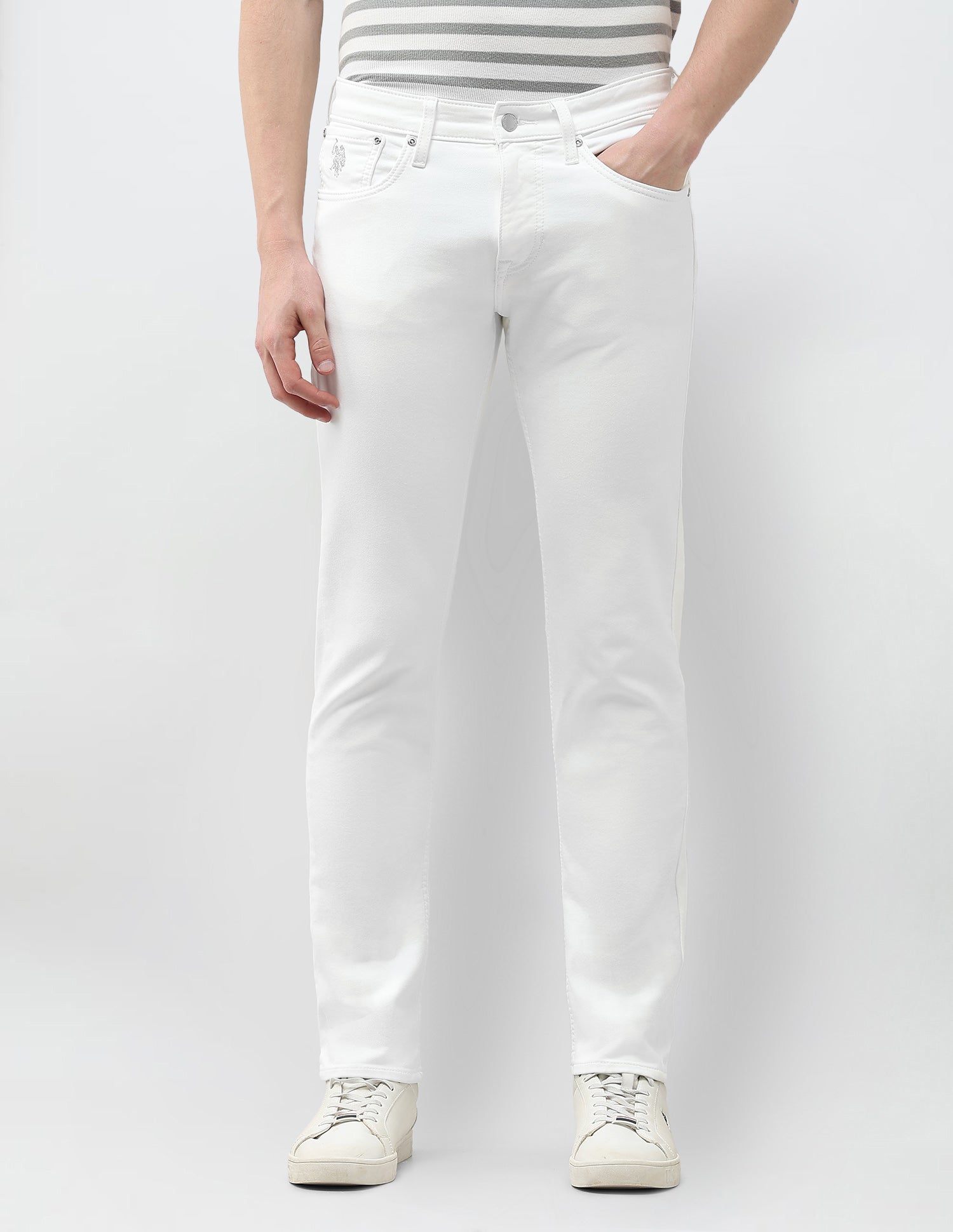 Brandon Slim Tapered Fit White Jeans White - U.S. Polo Assn. India | Large