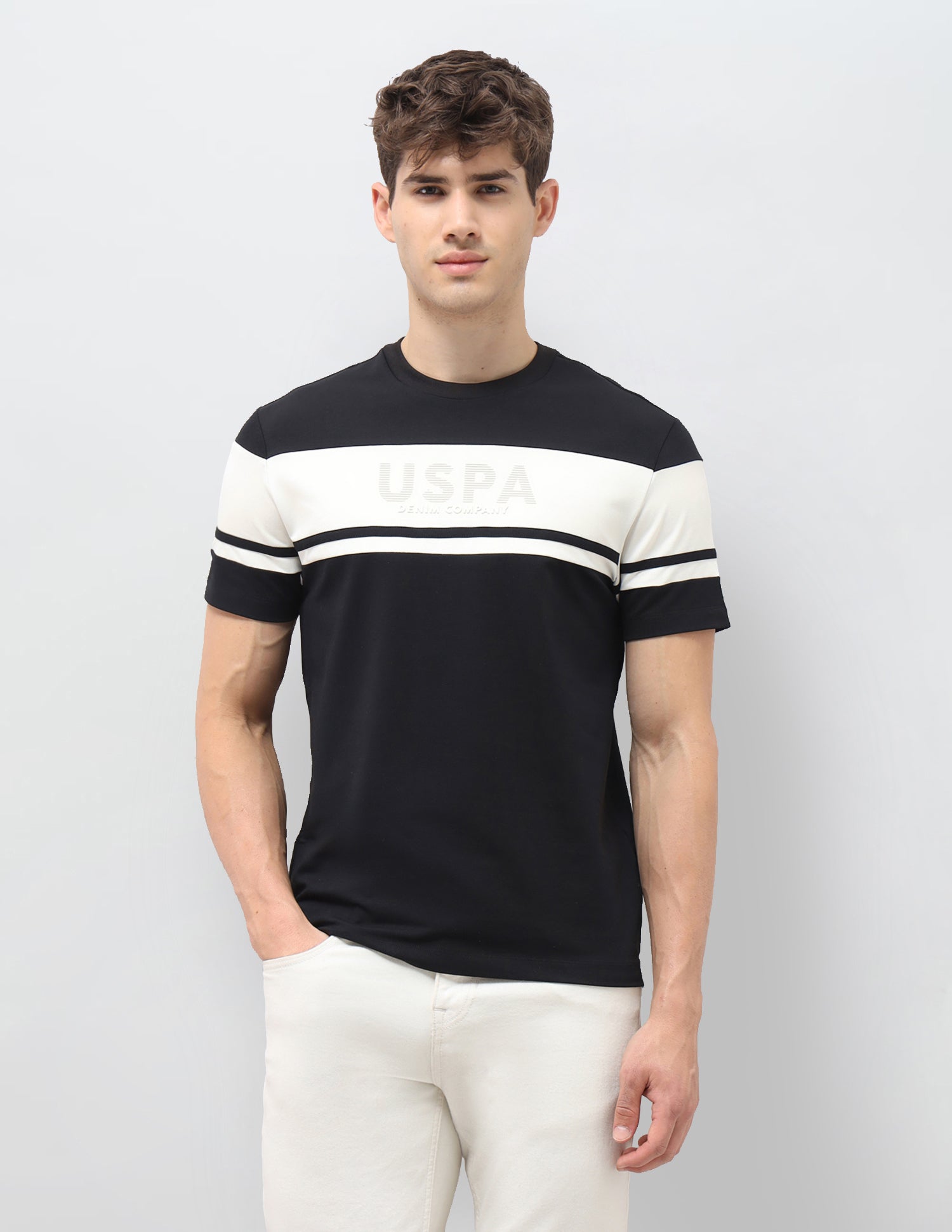 Colourblocked Slim Fit T-Shirt Black - U.S. Polo Assn. India | Large