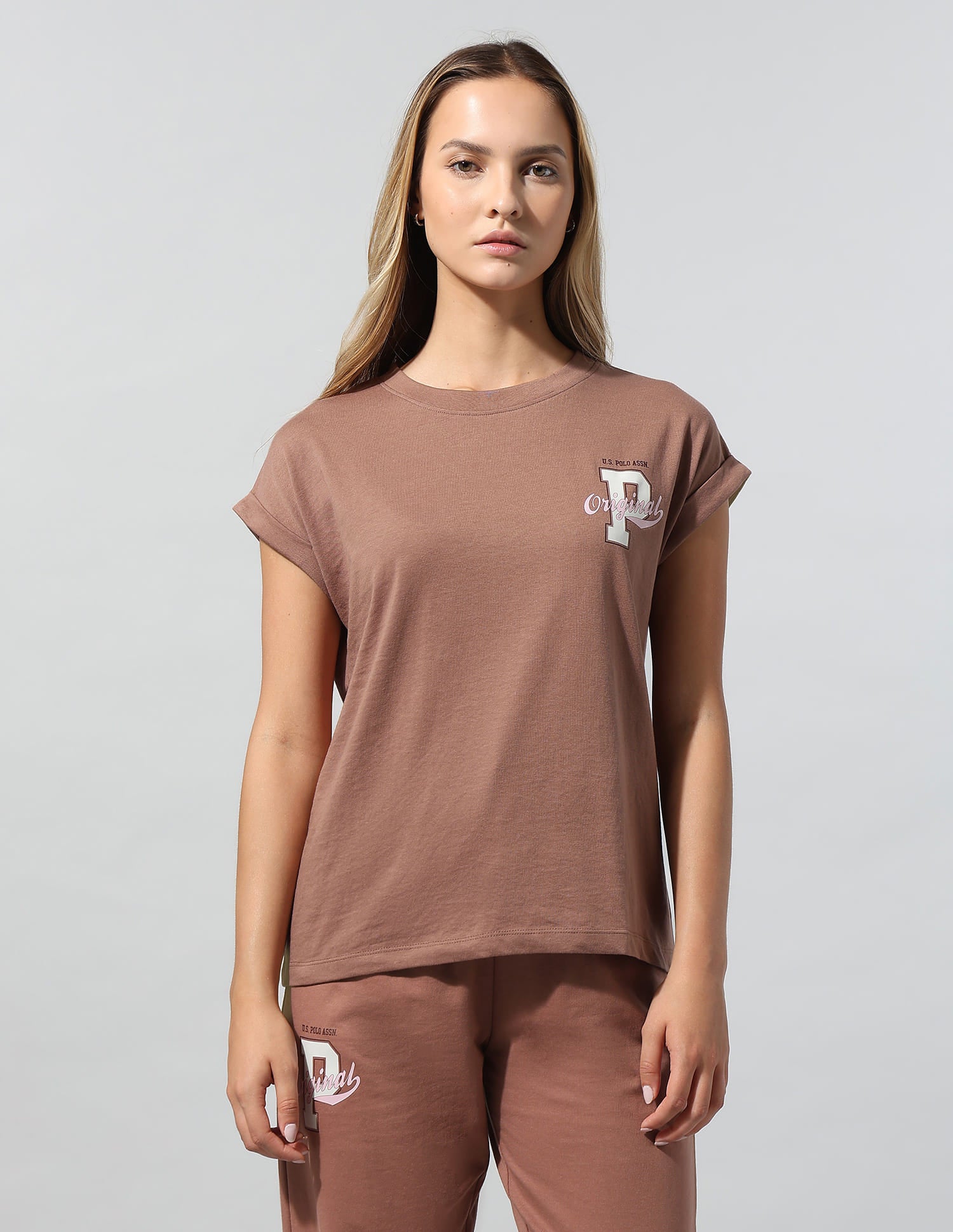 Brand Printed Regular Fit T-Shirt Brown - U.S. Polo Assn. India | Large