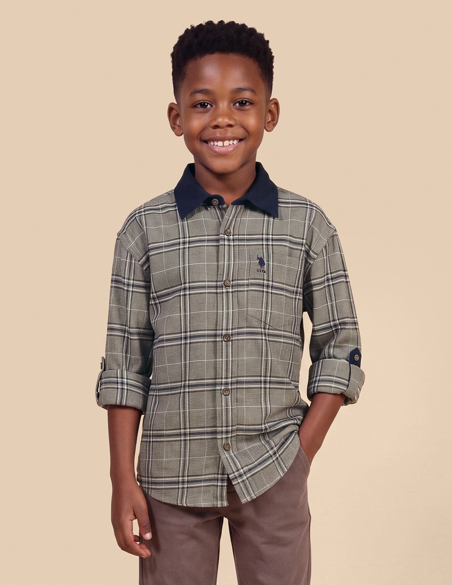 Plaid Checked Twill Shirt Brown - U.S. Polo Assn. India | Large