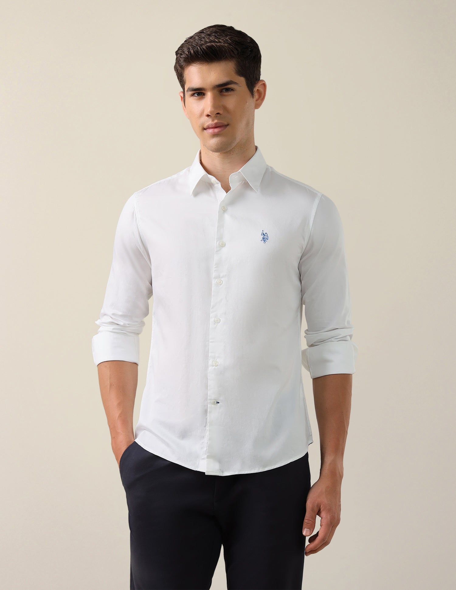 Satin Tailored Fit Shirt White - U.S. Polo Assn. India | Large