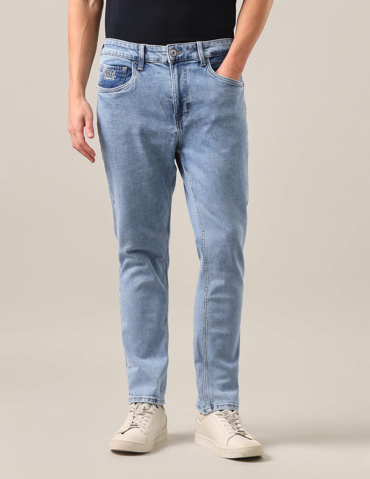 Cole Comfort Cropped Fit Blue Jeans Light Indigo - U.S. Polo Assn. India | Large