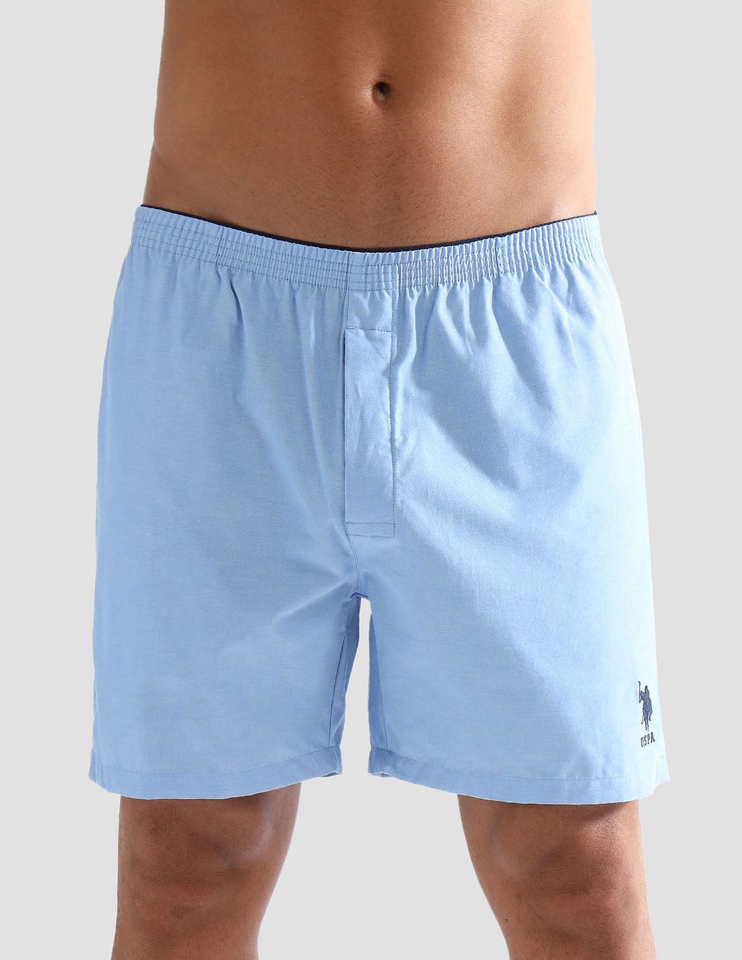 Pure Cotton EX003  Boxer Shorts - Pack of 1 Blue Chambray - U.S. POLO ASSN. | Large