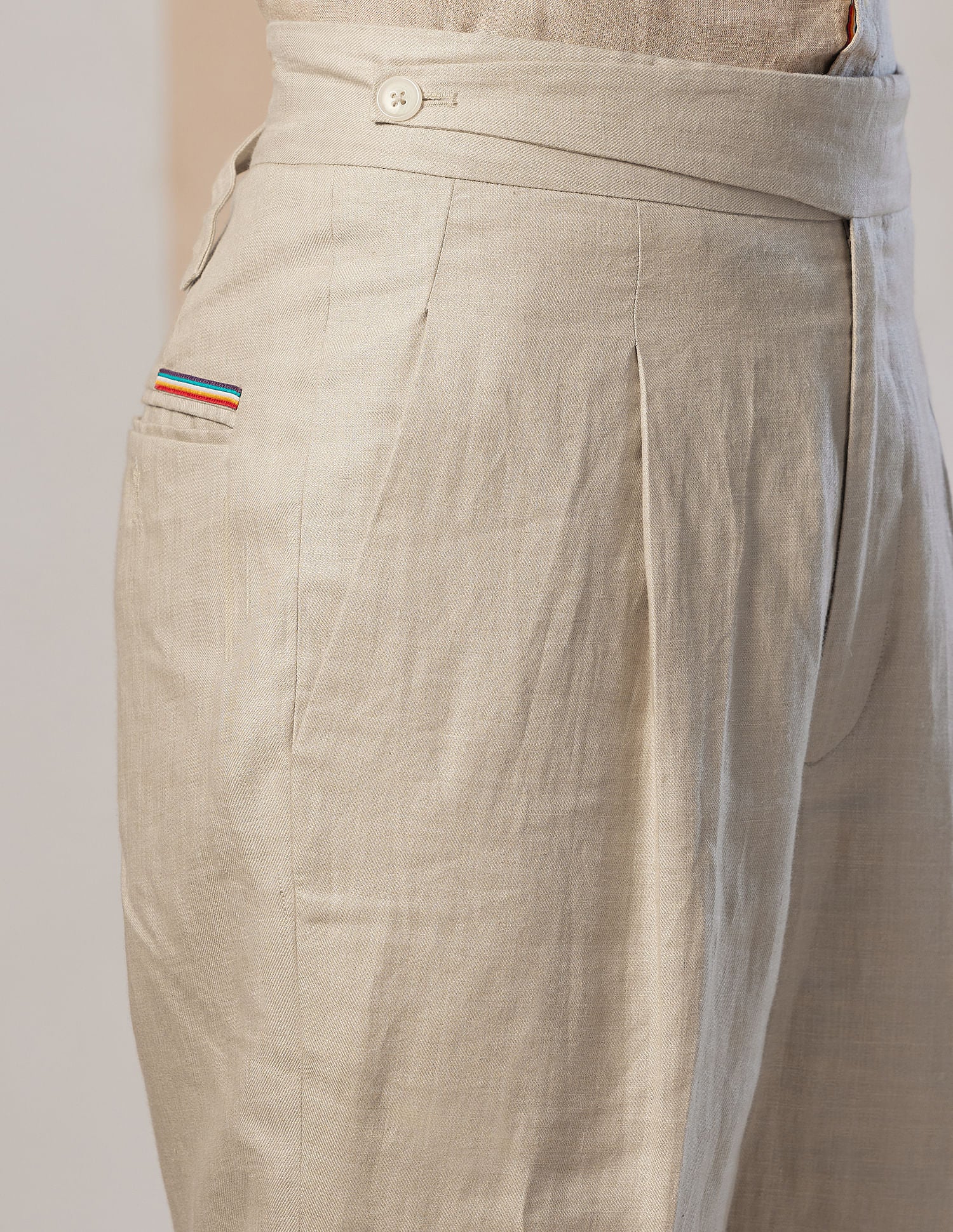 Pacho X Denver Slim Fit Linen Trousers Natural - U.S. Polo Assn. India | Large