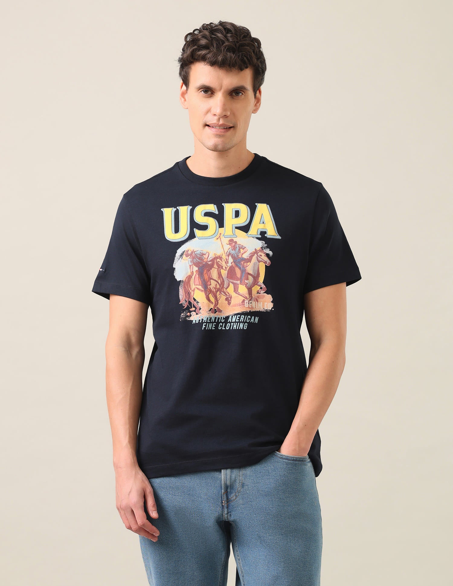 Graphic Brand Printed Slim Fit T-Shirt Navy - U.S. Polo Assn. India | Large