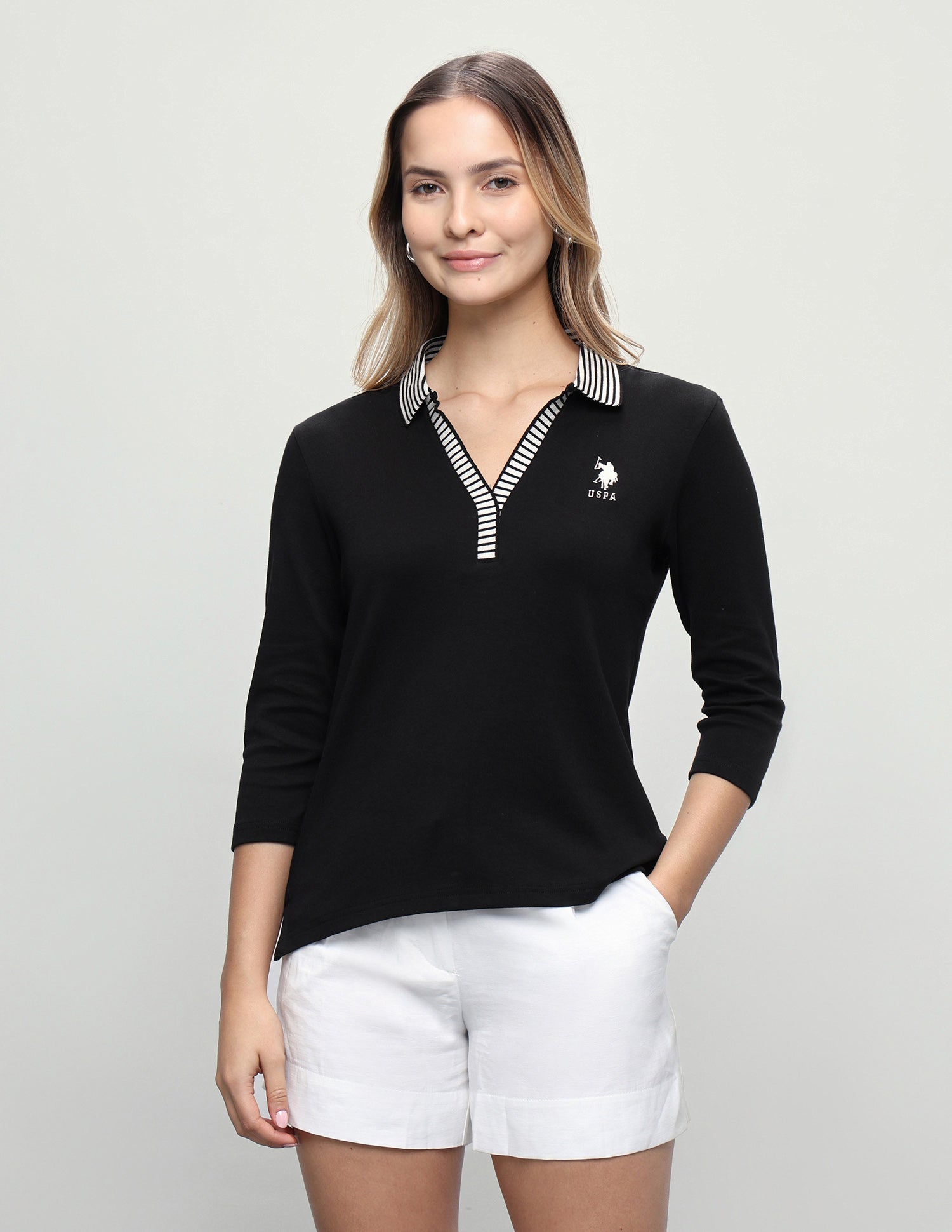 Solid Regular Fit Polo Shirt Black - U.S. Polo Assn. India | Large