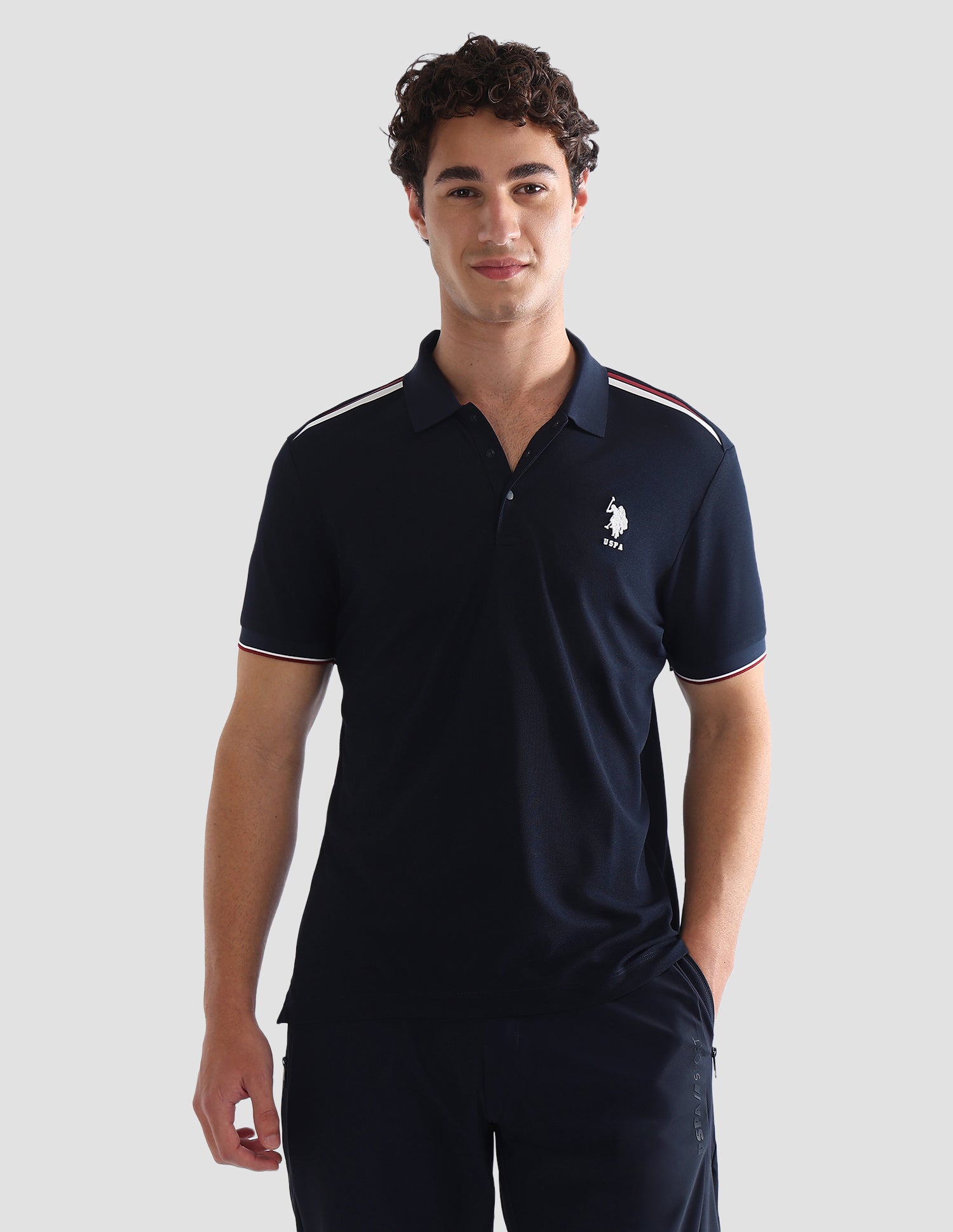 Solid Slim Fit Active Polo Shirt Navy - U.S. Polo Assn. India | Large